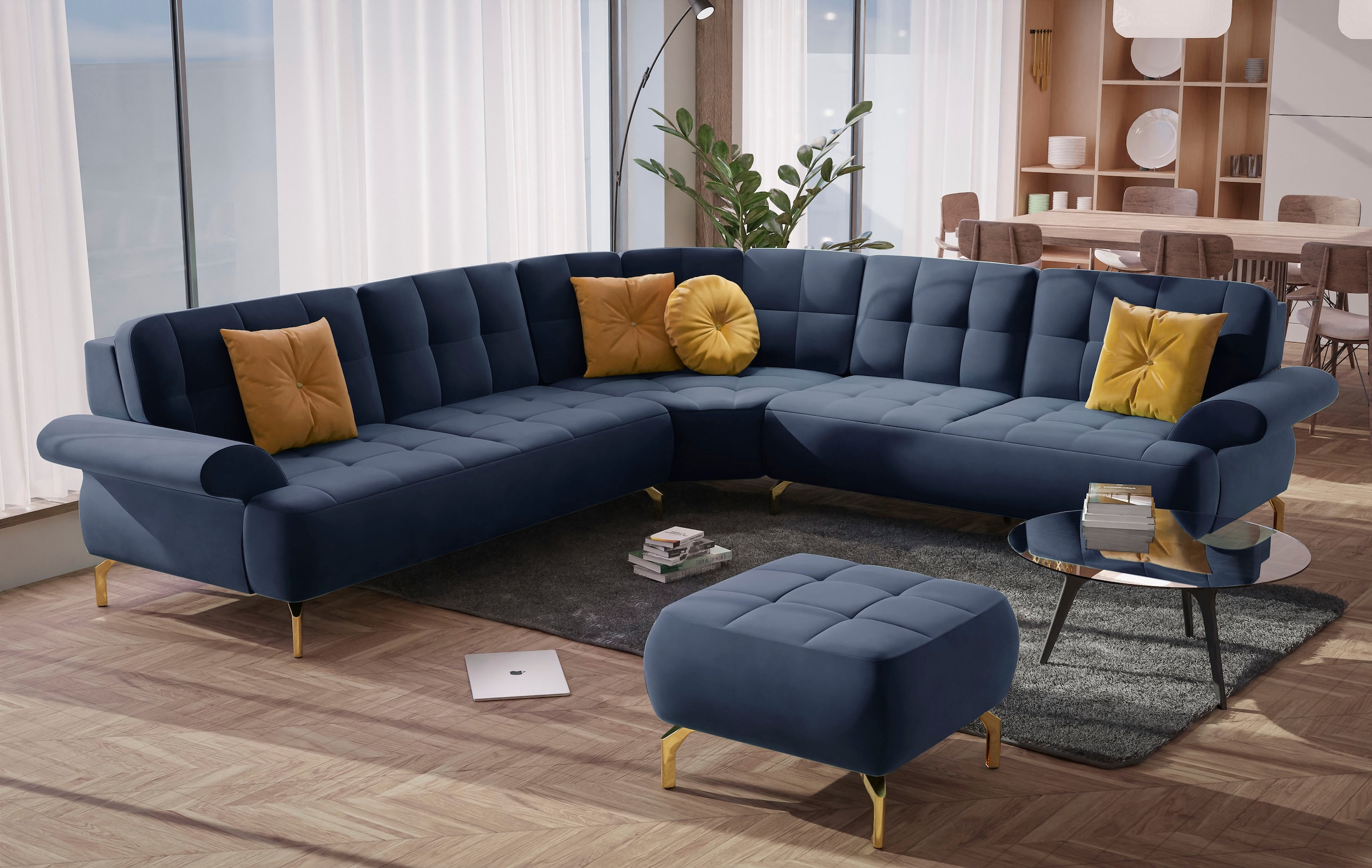 sit&more Polsterhocker »Orient 1«, goldfarbene Metallfüsse