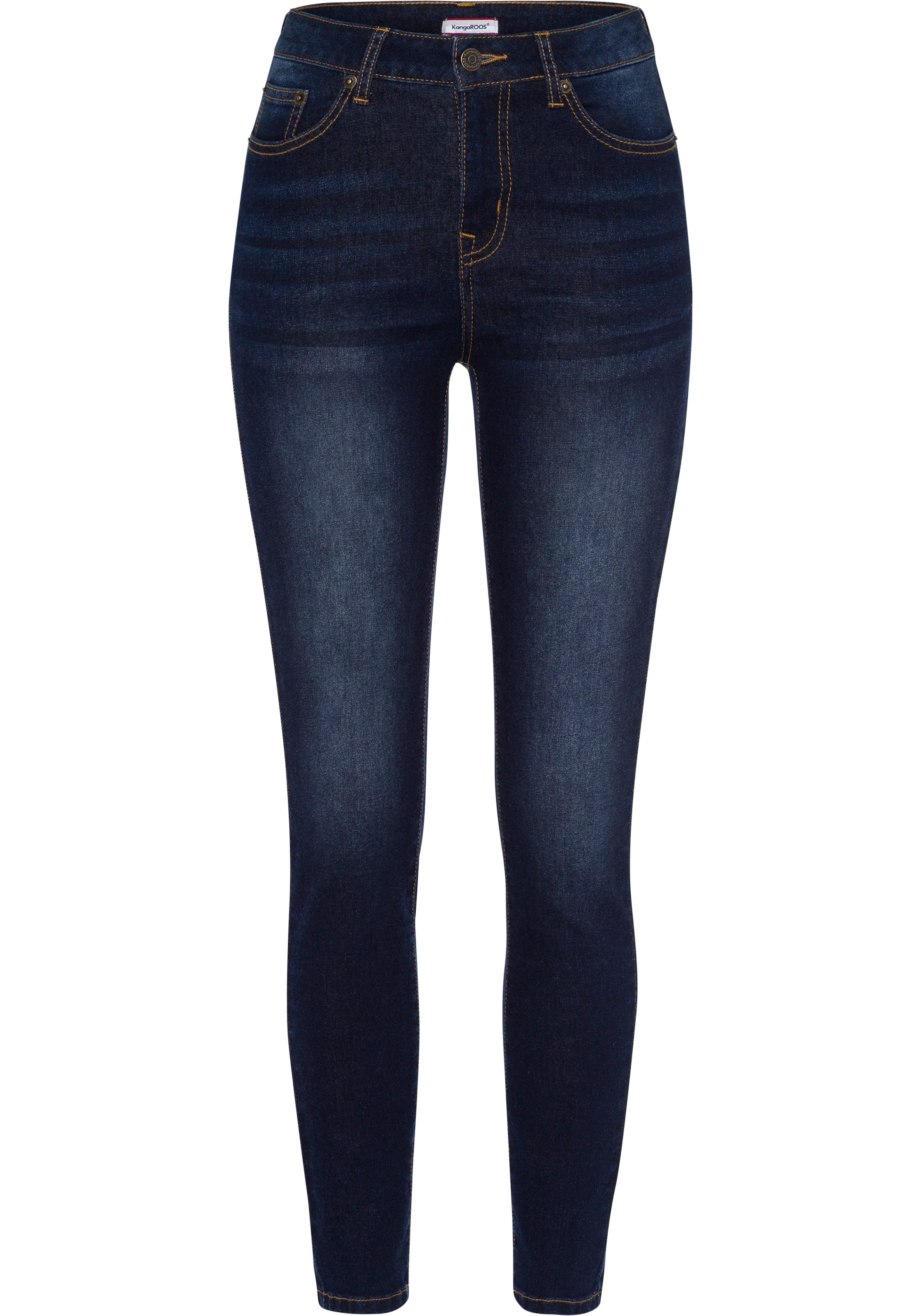 KangaROOS Slim-fit-Jeans »CROPPED HIGH WAIST SLIM FIT« schmale Passform,  Röhrenjeans,  trendige Used-Waschung