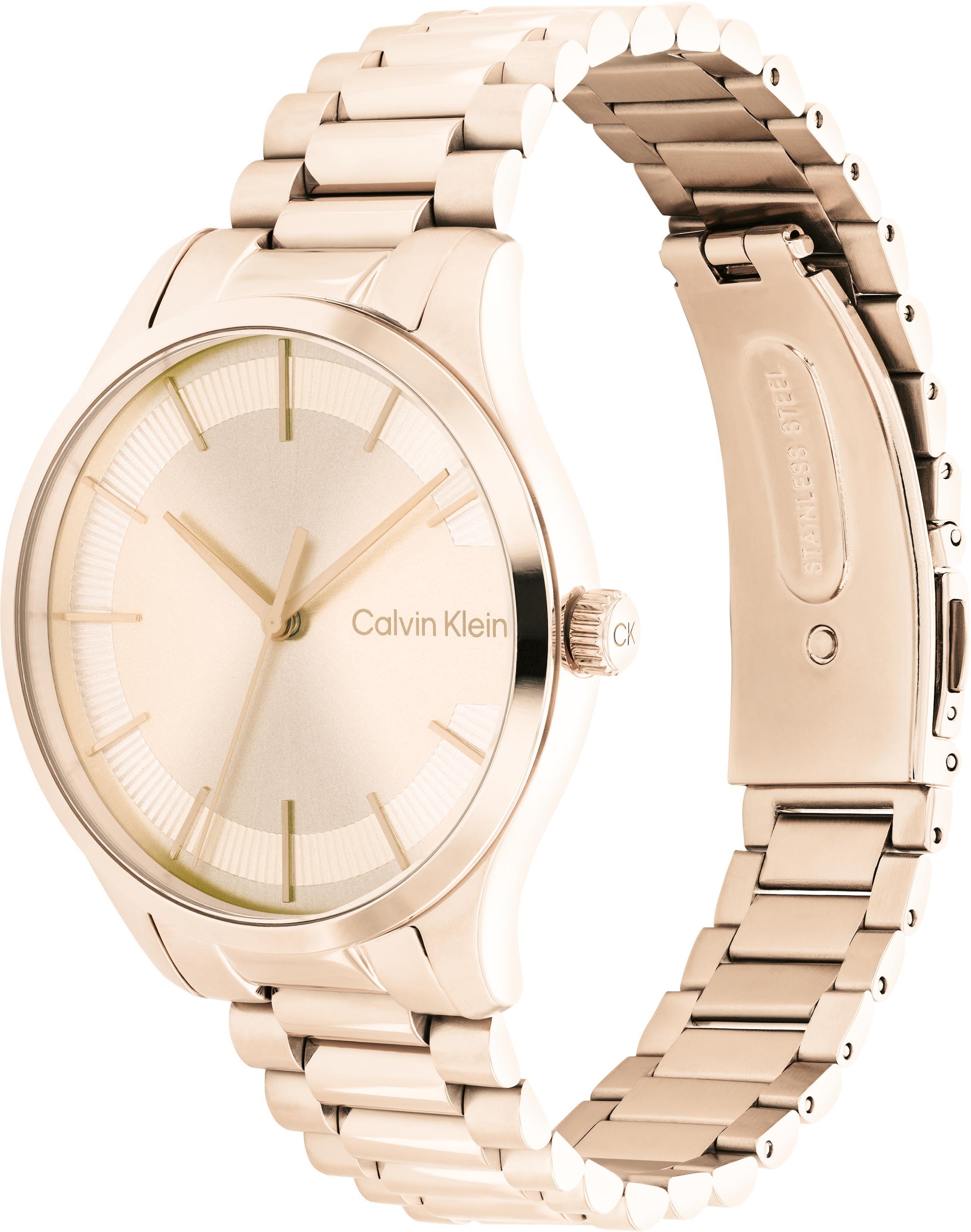 Calvin Klein Quarzuhr »Iconic Bracelet 35mm, 25200042«, Armbanduhr, Damenuhr, Mineralglas, IP-Beschichtung