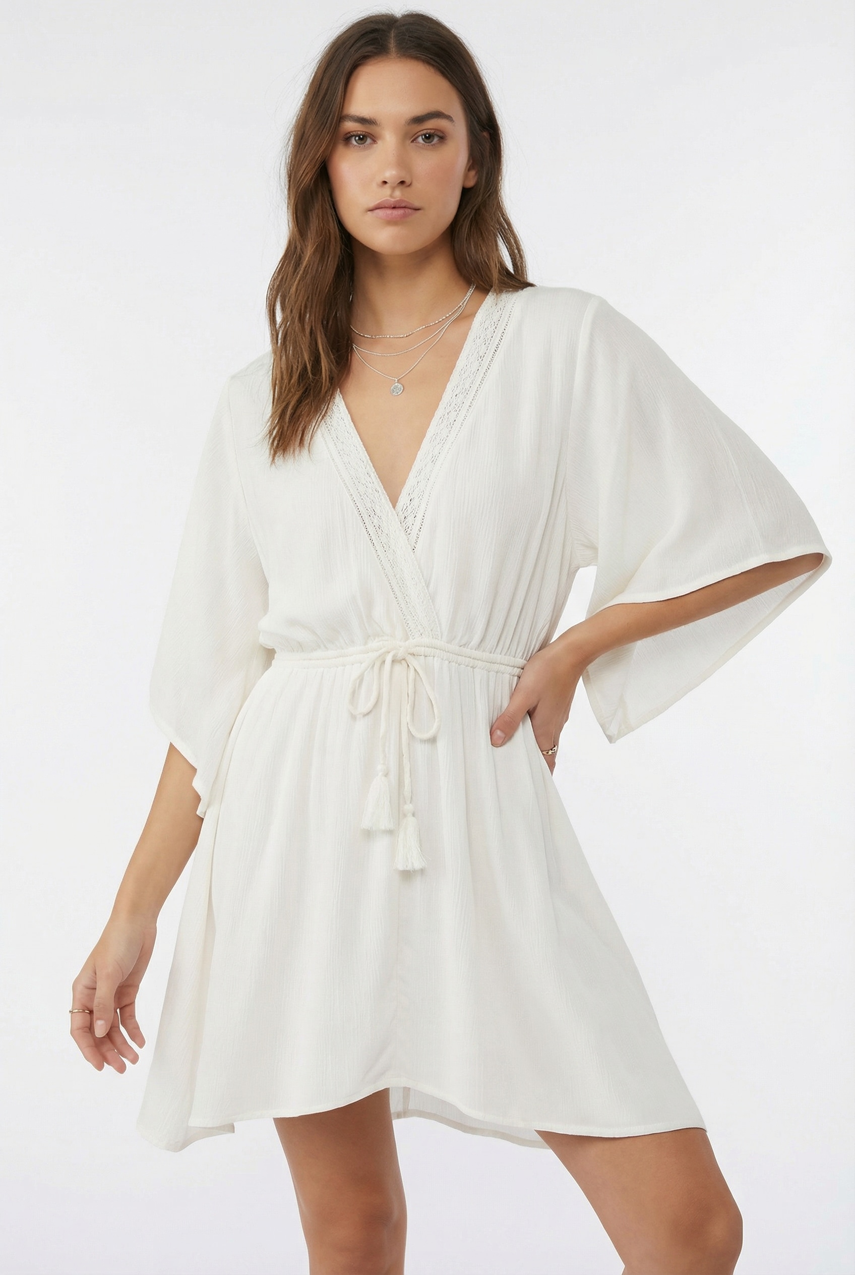 Image of ONeill Strandkleid "ESSENTIALS TOKEENA COVER UP" mit Spitzendetails am Ausschnitt, locker sitzender Schnitt