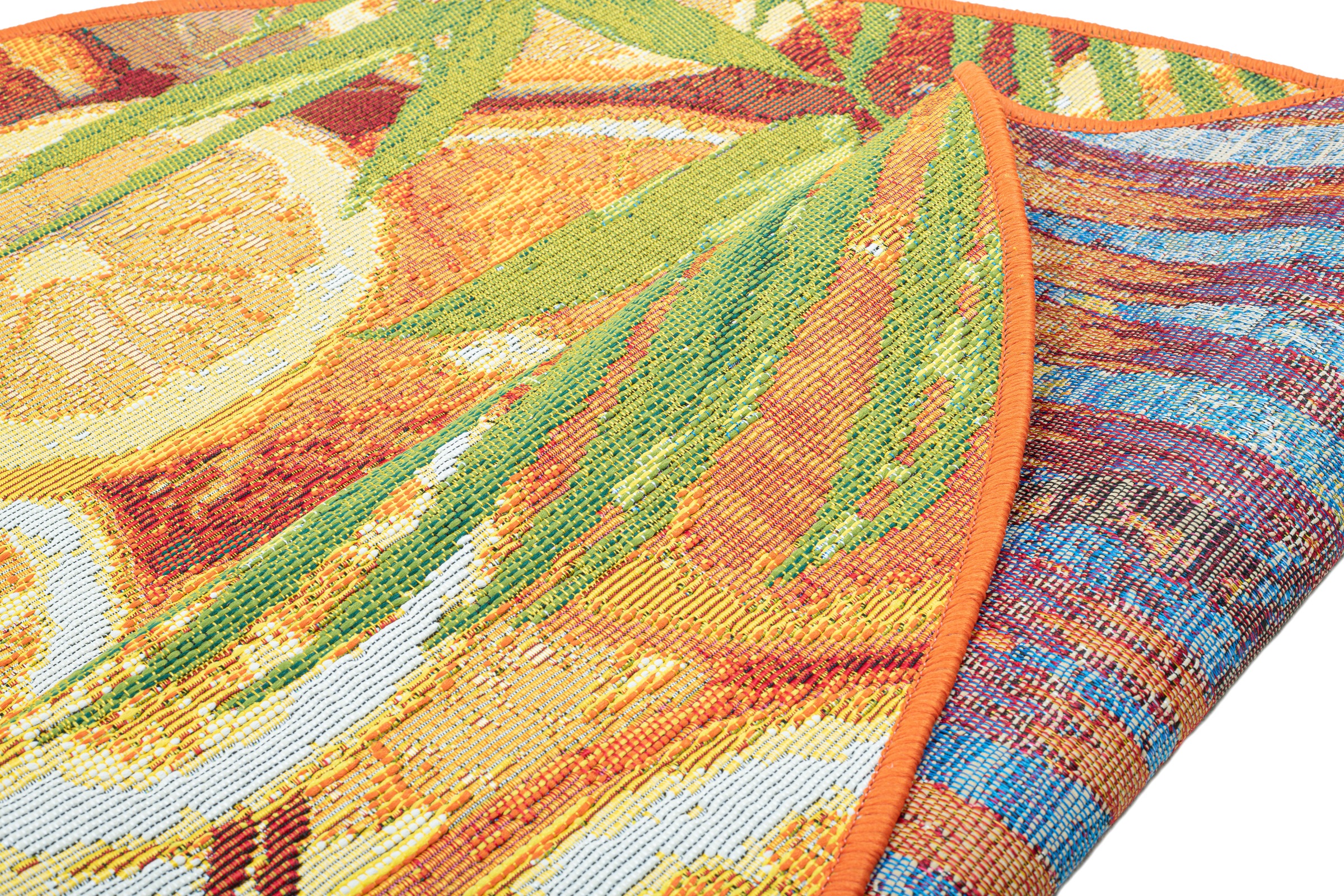 Sansibar Teppich »Rantum Beach 001« rund 5 mm Höhe Flachgewebe, modernes Sommer Design, In- und Outdoor geeignet