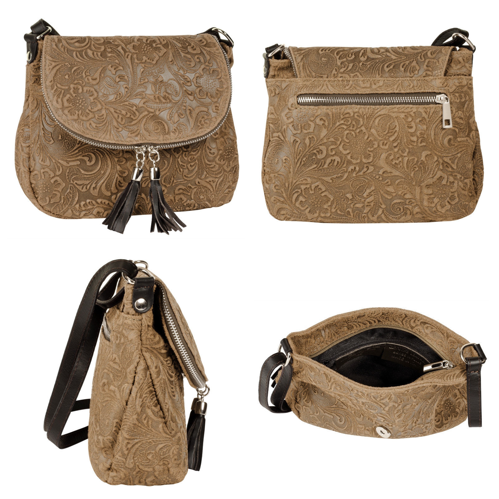 Samantha Look Umhängetasche, echt Leder, Made in Italy