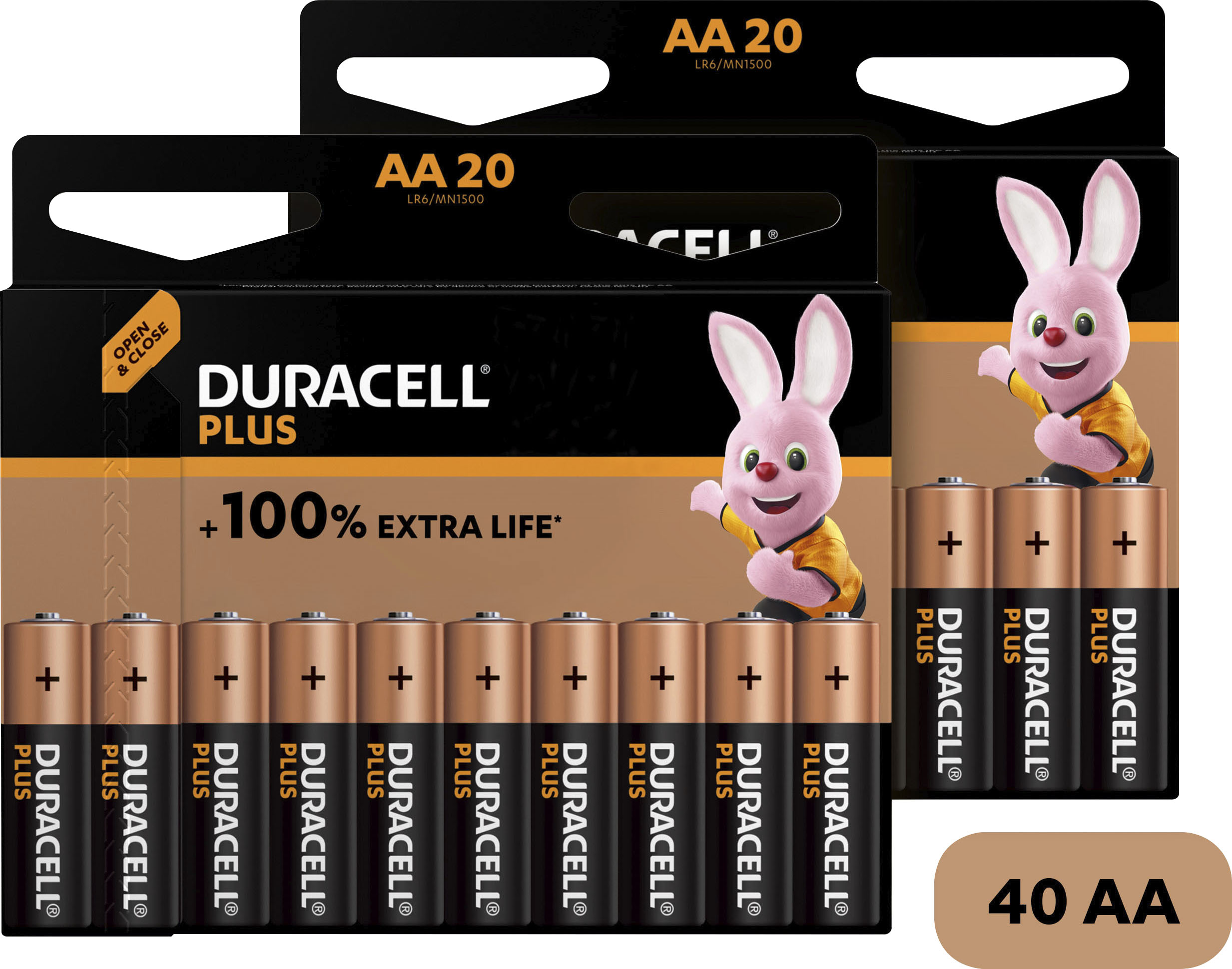 Batterie »20+20 Pack: 40x Mignon/AA/LR06«, 1,5 V, (40 St., Alkaline Batterie, 40...