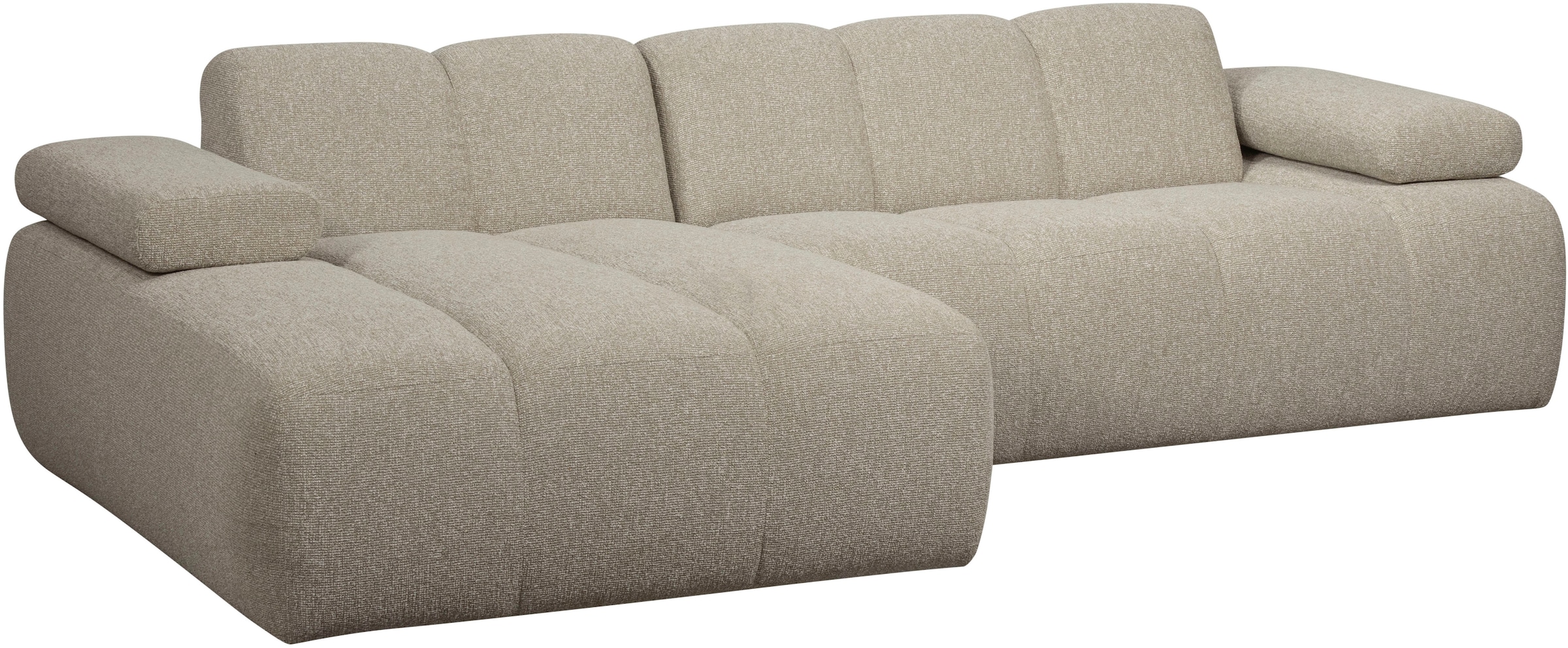 WOOOD Chaiselongue »Mojo Bouclé-Bezug mit verstellbarer Armlehne, H 74 x B 284 x T 160 cm« Tragkraft 360 kg, Maximale Verschleissfestigkeit, Pfleiglicht