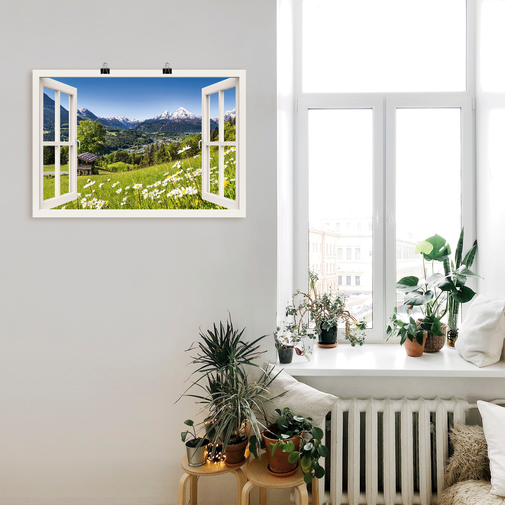 Artland Wandbild »Fensterblick Bayerischen Alpen« Berge 1 Stk. tlg. als Leinwandbild, Poster in verschied. Grössen