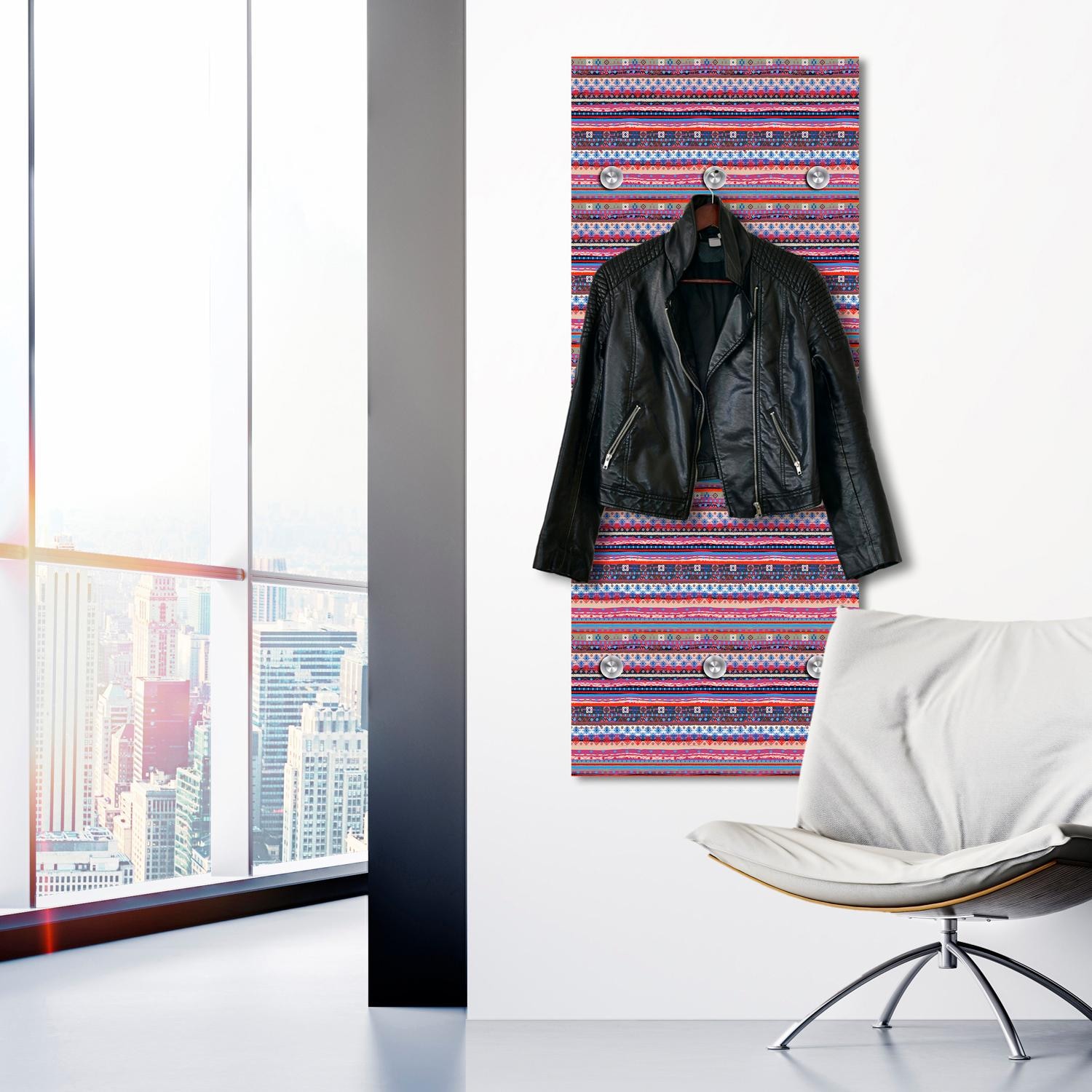 queence Garderobenleiste »Streifen quer« mit 6 Haken, 50 x 120 cm