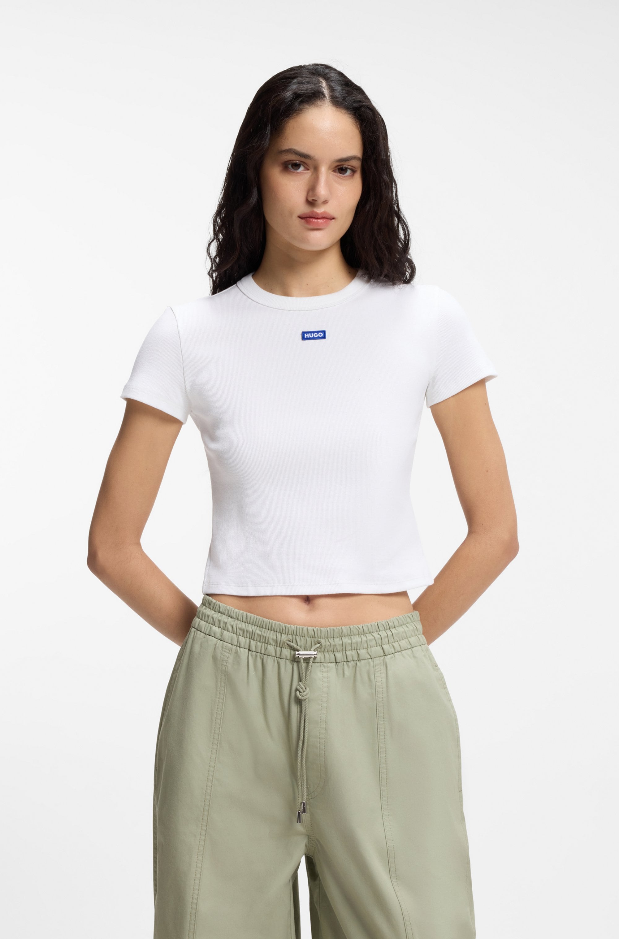 HUGO T-shirt »Baby Tee« en longueur raccourcie