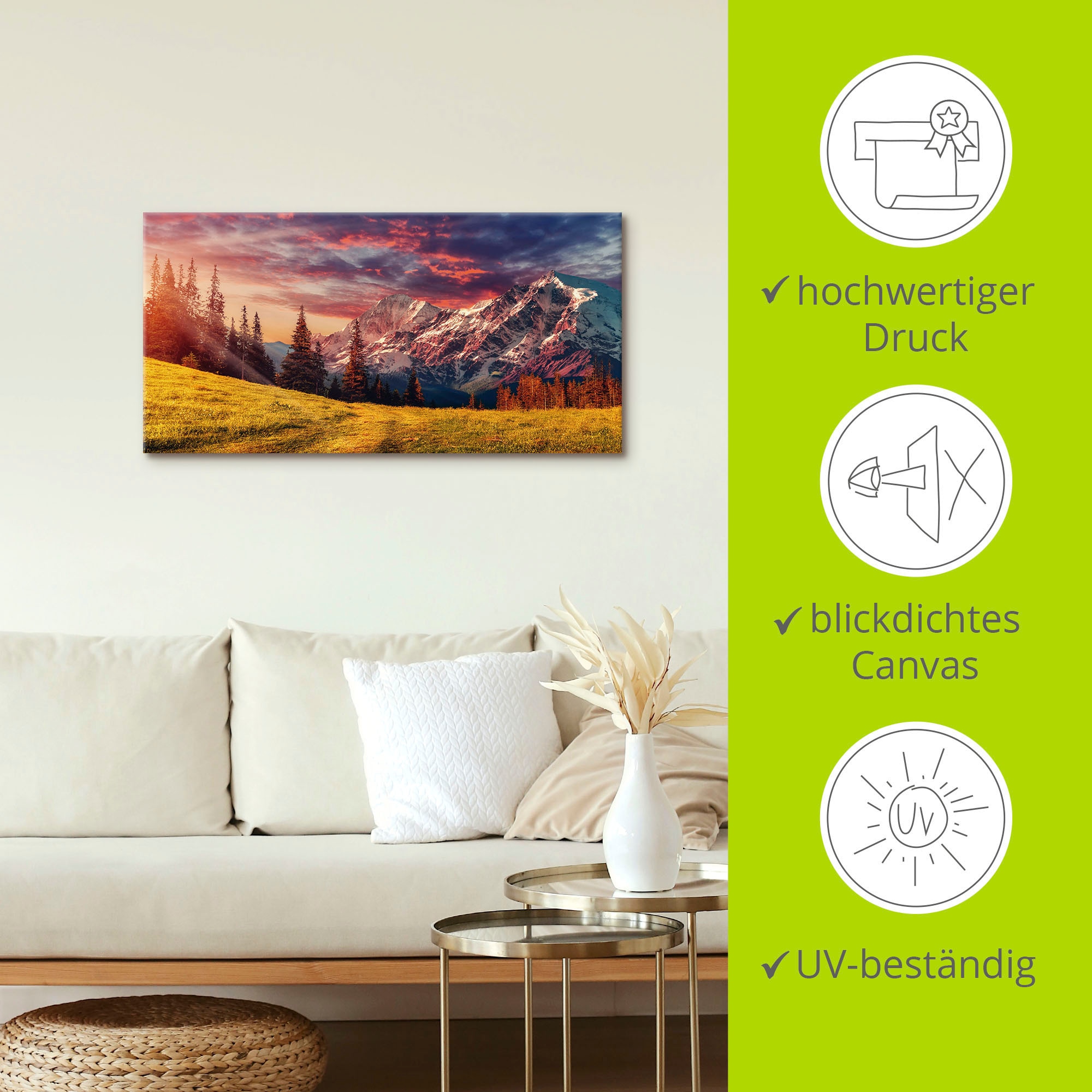 Artland Wandbild »Alpines Hochland« Berge & Alpenbilder 1 Stk. tlg. als Alubild, Outdoorbild, Leinwandbild in verschied. Grössen