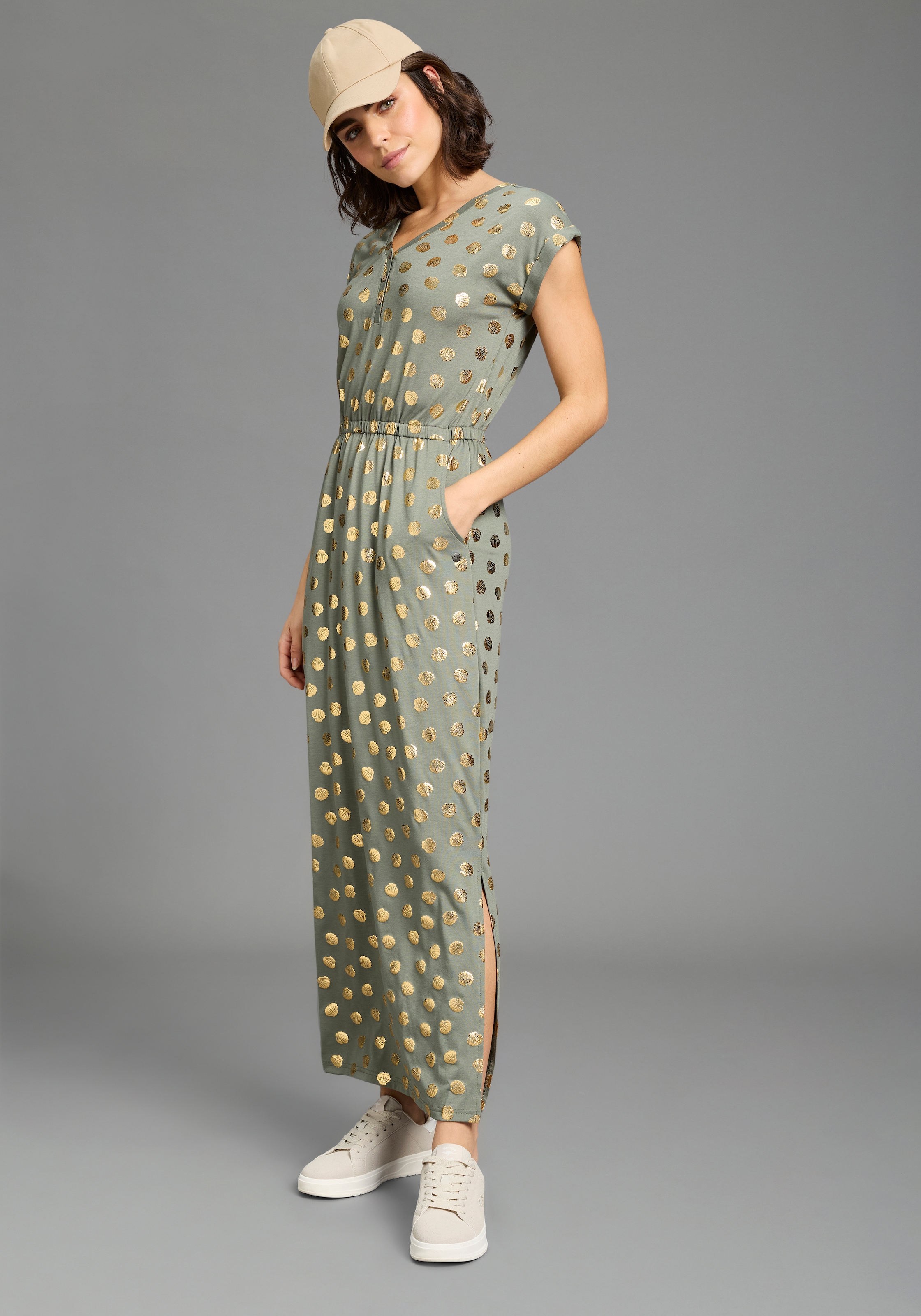 KangaROOS Maxi robe Poches pour les mains knöchellang, für Casualmode und Streetwear, aus elastischem Material