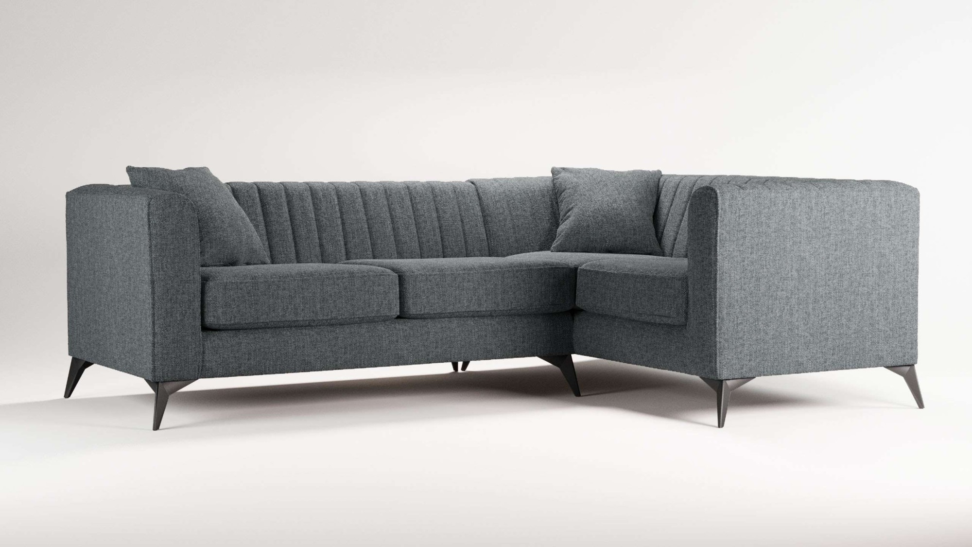 Places of Style Ecksofa »MATTHEW L-Form ideal für kleine Räume, Masse B/T/H: 240/167/74 cm«, elegantes Designsofa, Steppung im Rücken, incl. Zierkissen