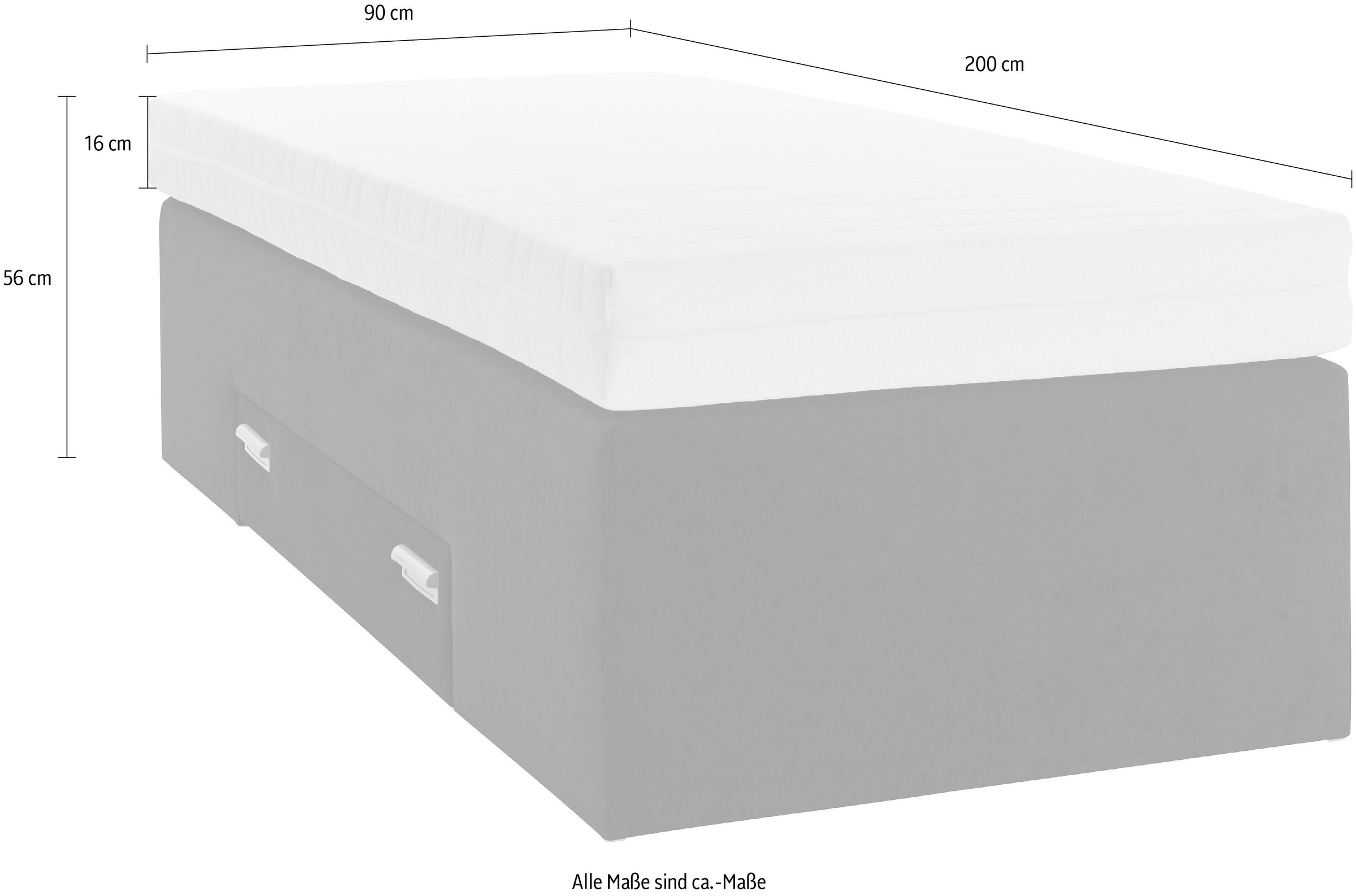 Westfalia Schlafkomfort Boxspringbett mit integrierter Schublade, frei im Raum stellbar