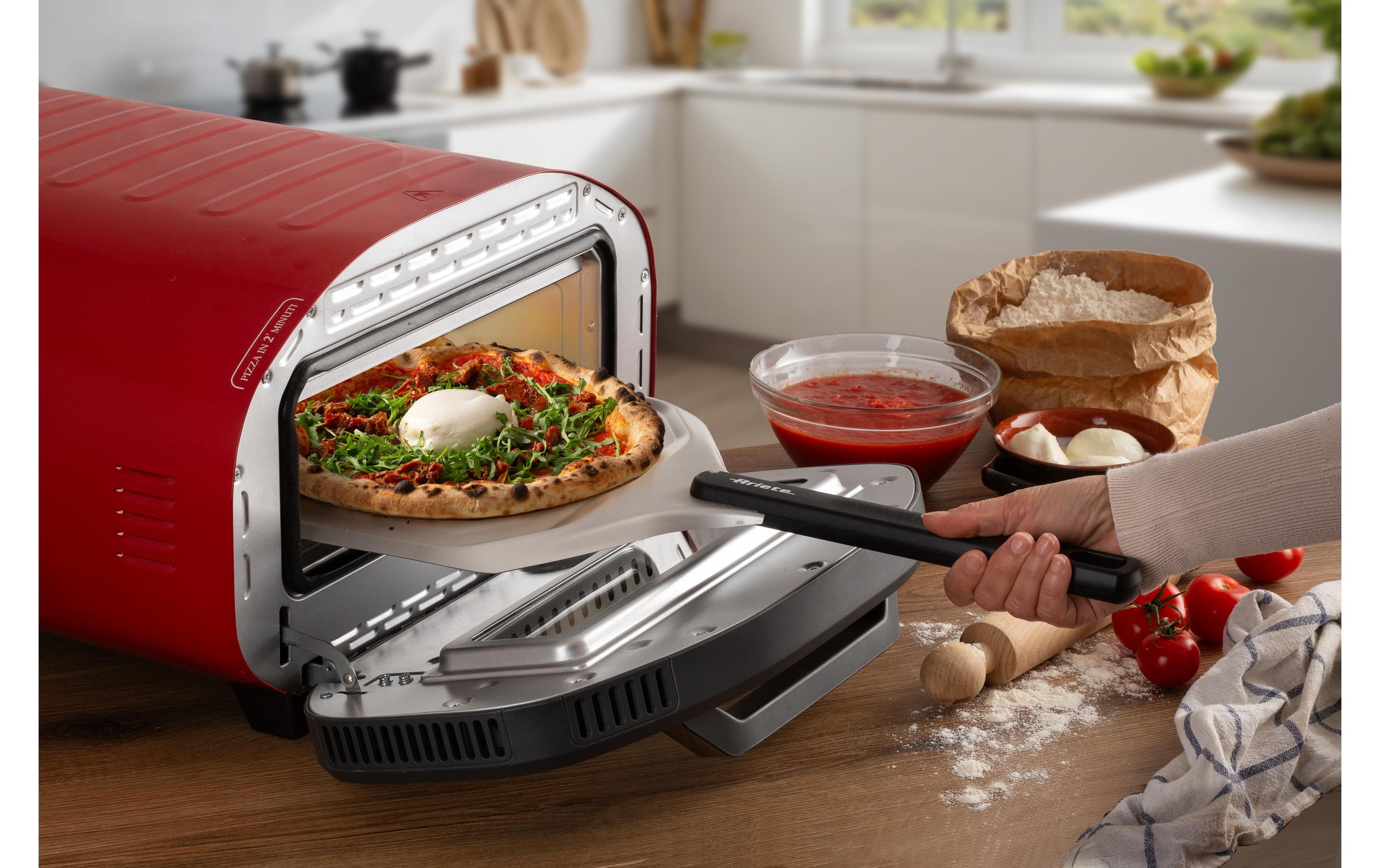 Ariete Four à pizza »3901« jusqu’à 430°C, pierre à pizza amovible, accessoires inclus