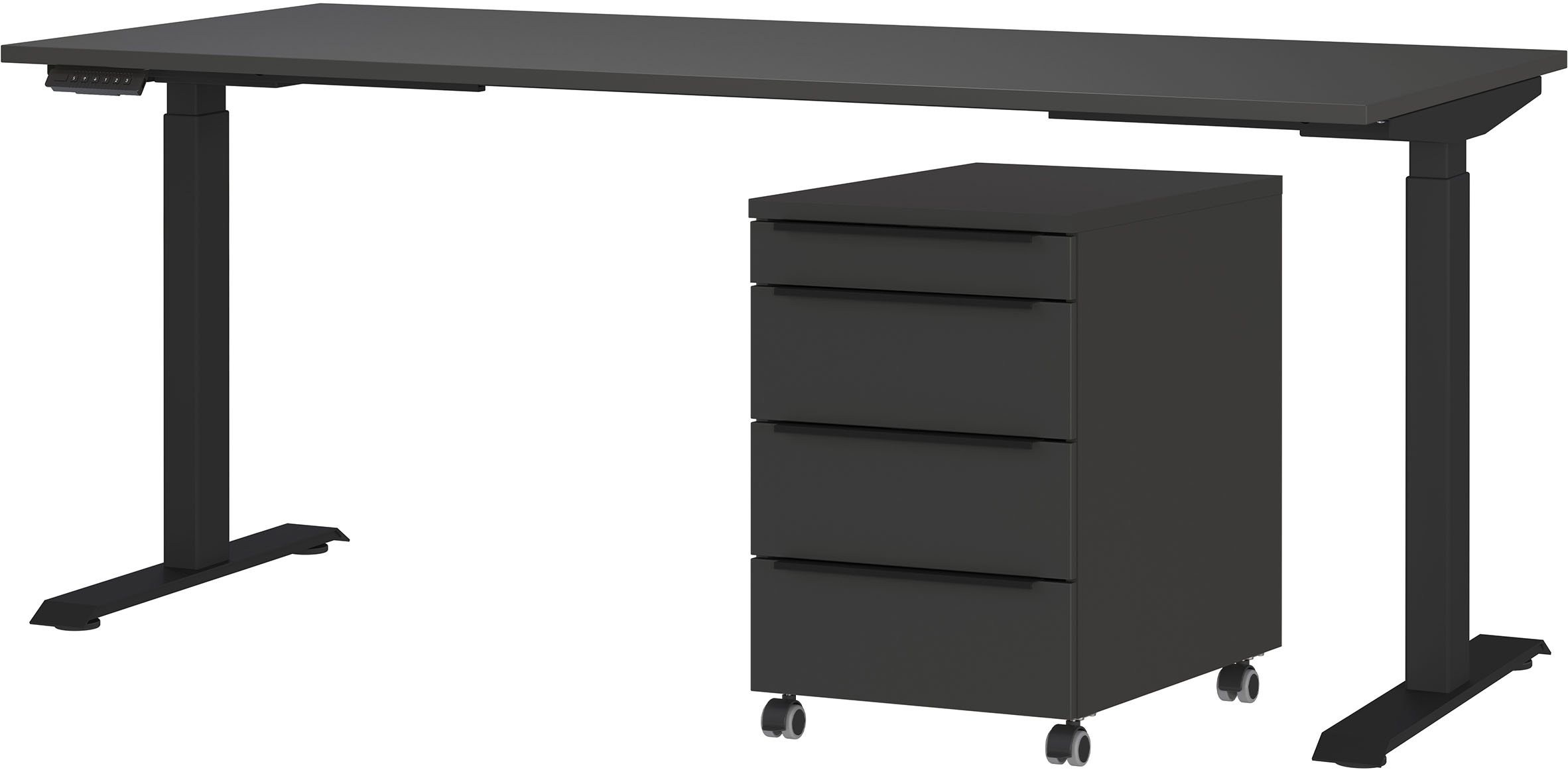 GERMANIA Büromöbel-Set »Mailand, inkl. Schreibtisch (elektr. höhenverstellbar) & Rollcontainer« 2 Stk. tlg. Breitenvariante wählbar (140-180 cm), Made in Germany