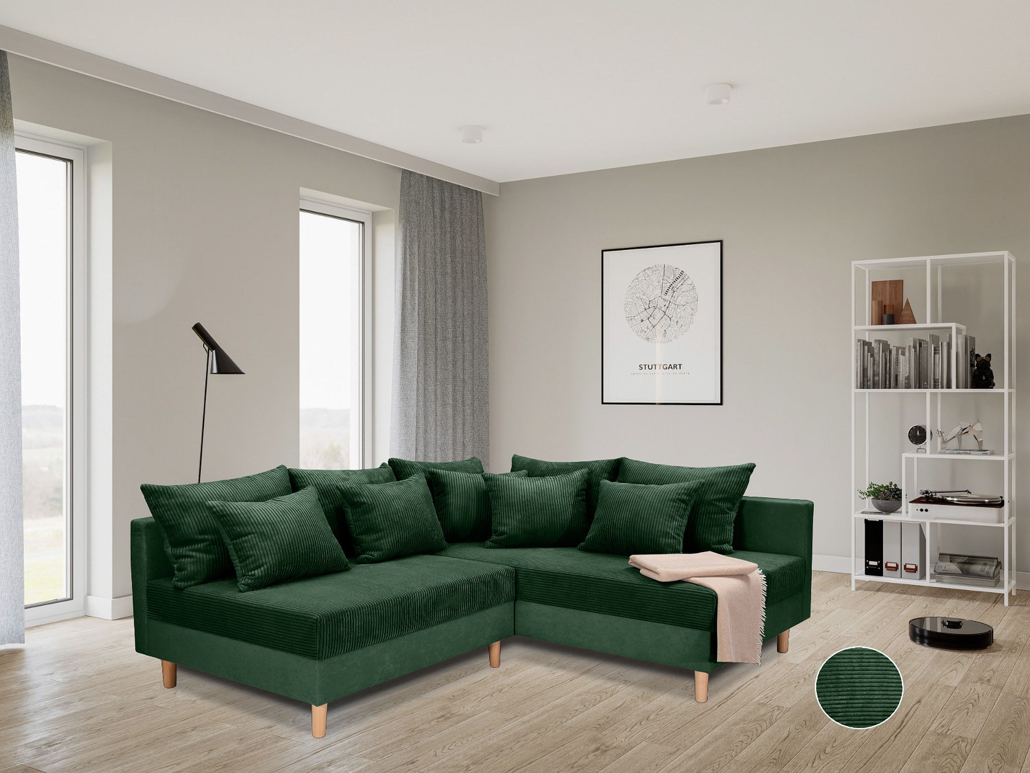 Image of COLLECTION AB Ecksofa "Anton L-Form, B: 201 cm" 5 Zierkissen, Federkern