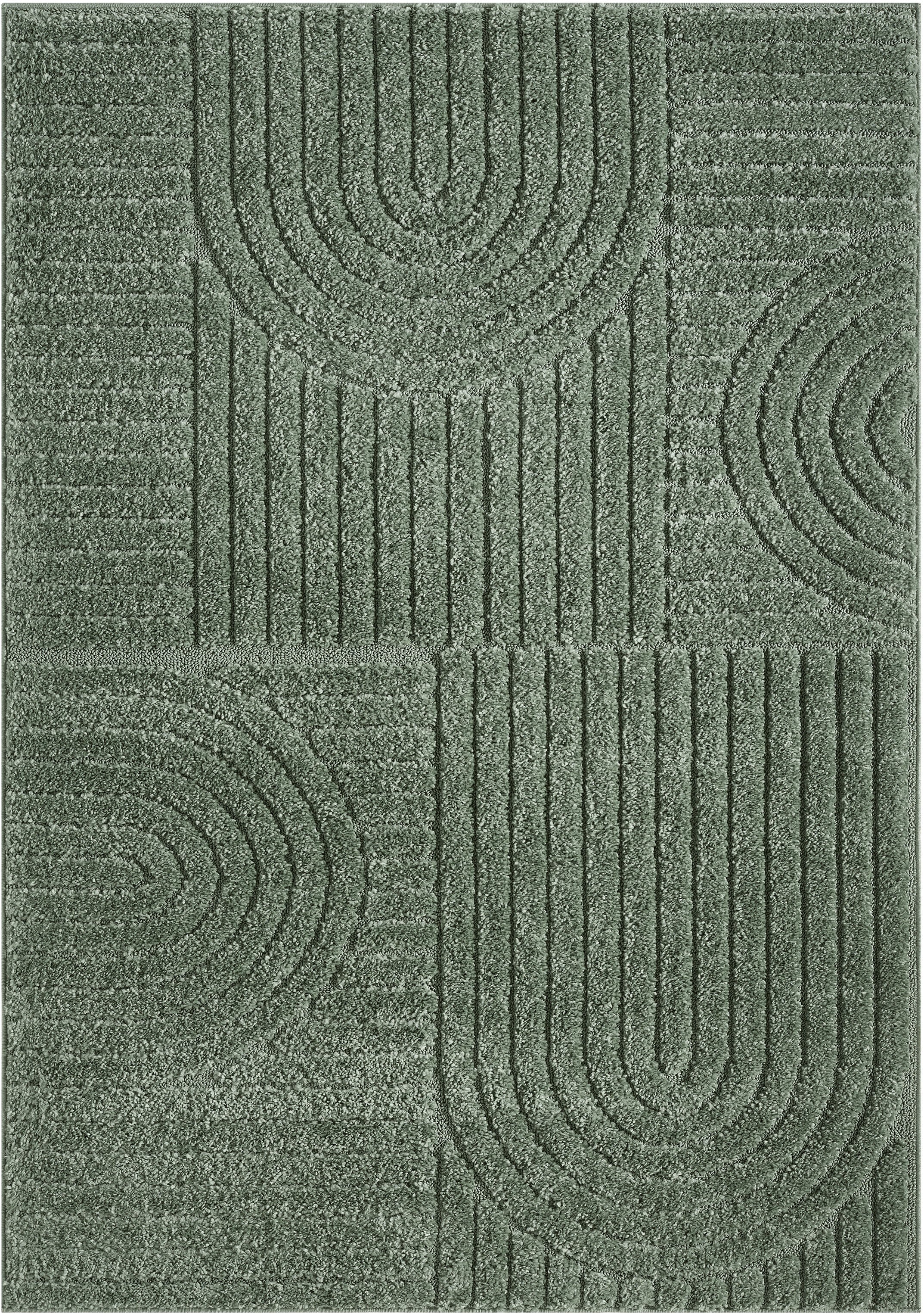 GOODproduct Teppich »Jonne, Boho-Design, Scandi, Designteppich« rechteckig 20 mm Höhe Hoch-Tief, 3D Optik, skandinavischer Stil, Wohnzimmer, Schlafzimmer