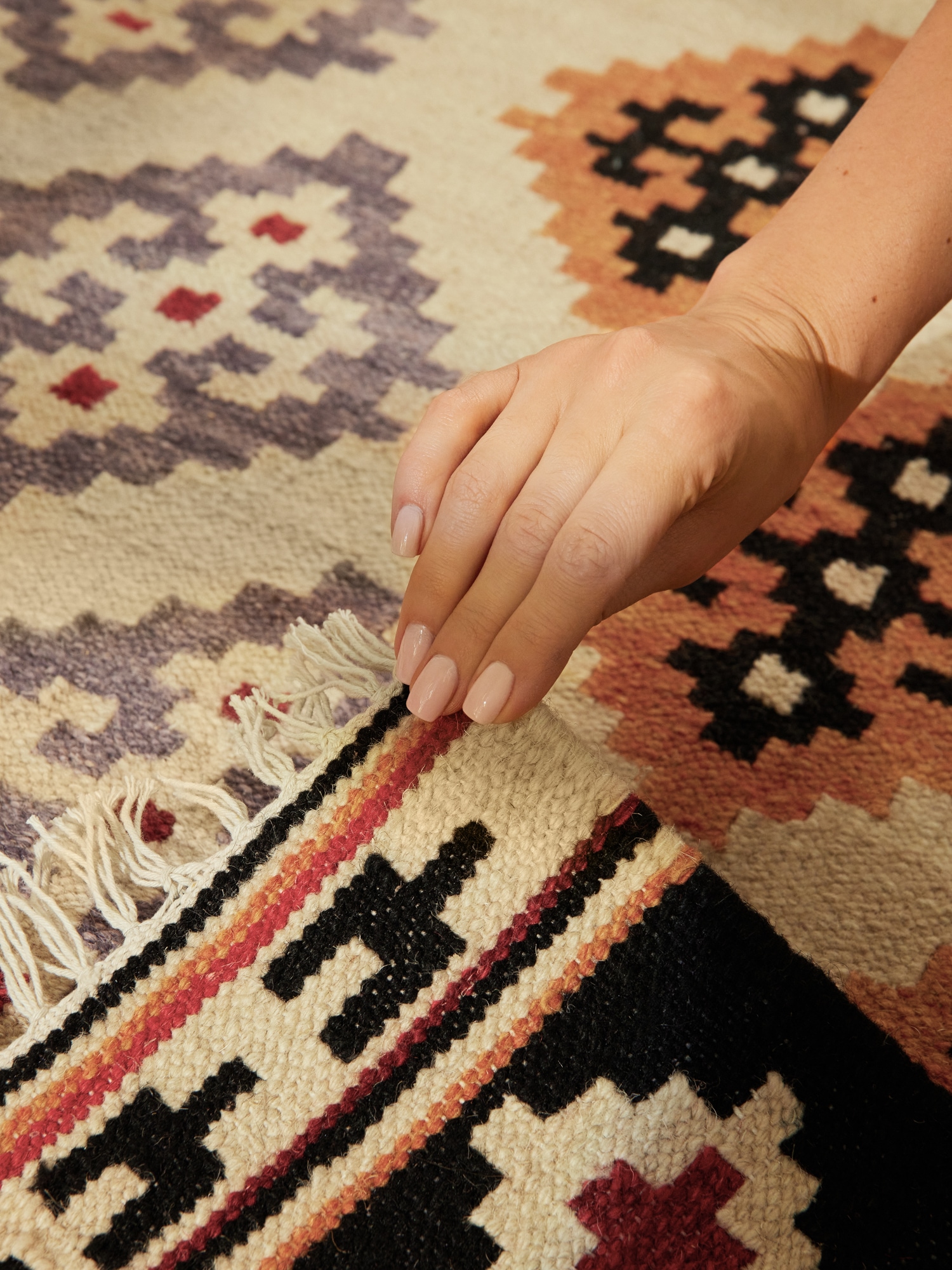 HANSE Home Teppich »Kelim Kian« rechteckig 3 mm Höhe Wolle, Baumwolle, Natur, Handgewebt, orientalisch, Boho, traditionell