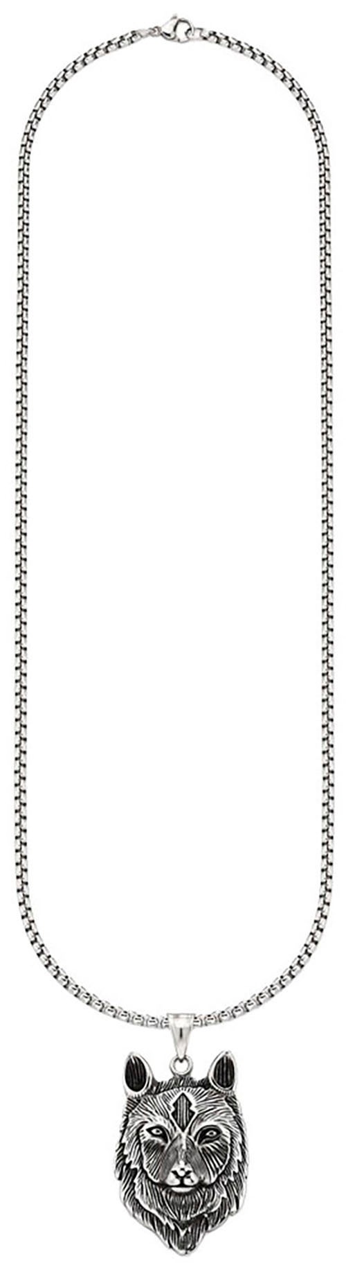 Bruno Banani Kette mit Anhänger "Schmuck Geschenk Halsschmuck Halskette mit Anhänger Wolfskopf-Optik"