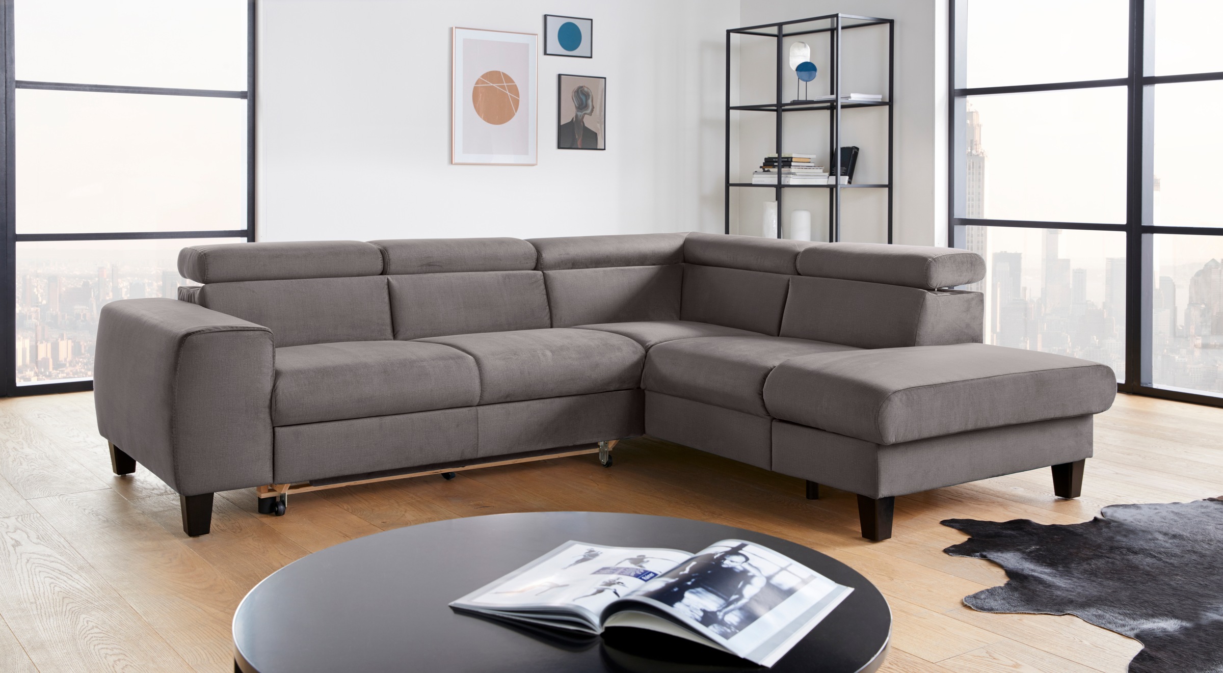 COTTA Ecksofa »Morven L-Form«, Kopfteilverstellung, wahlweise mit Bettfunktion und Bettkasten