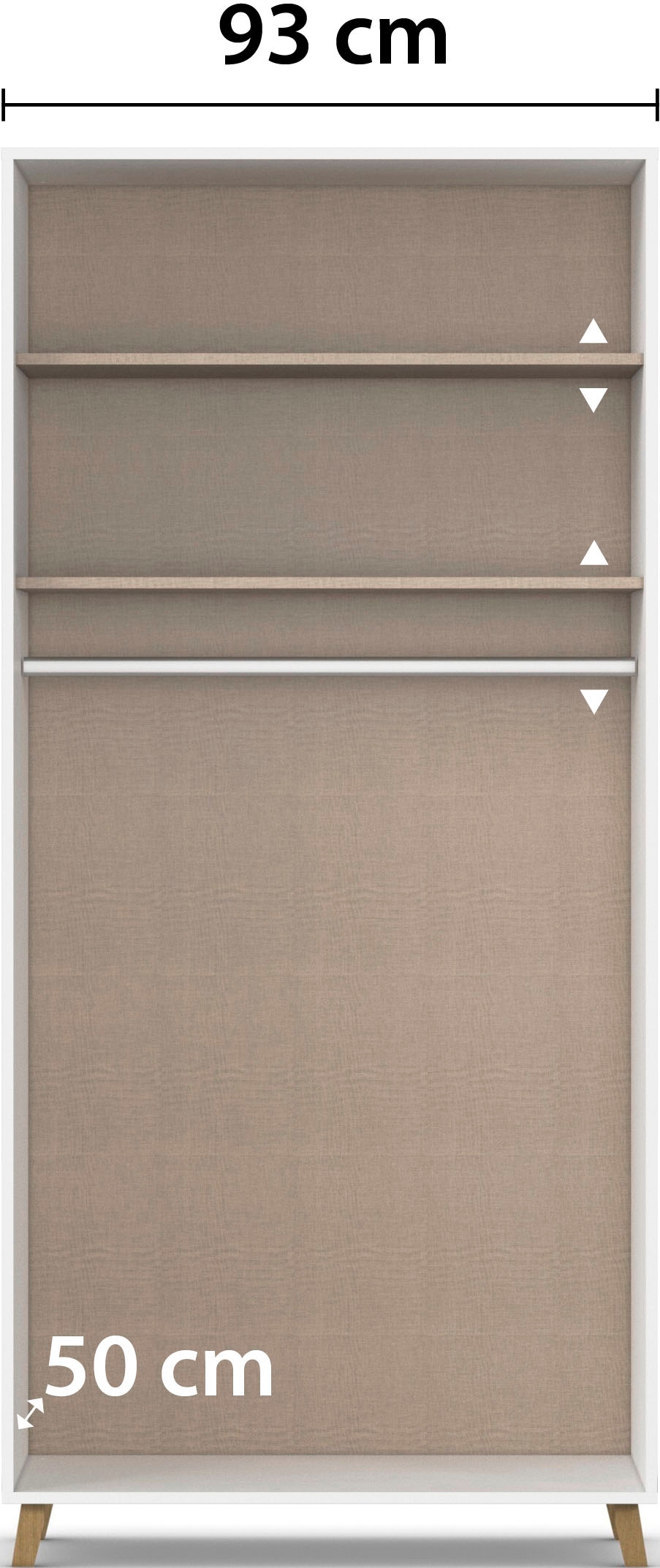 rauch Kleiderschrank »Drehtürenschrank Schrank Garderobe SHINJO Breiten 93/140/187 cm« in 3 verschiedenen Ausstattungen BASIC/CLASSIC/PREMIUM,  Griffe und Füsse aus Massivholz, viel Stauraum MADE IN GERMANY