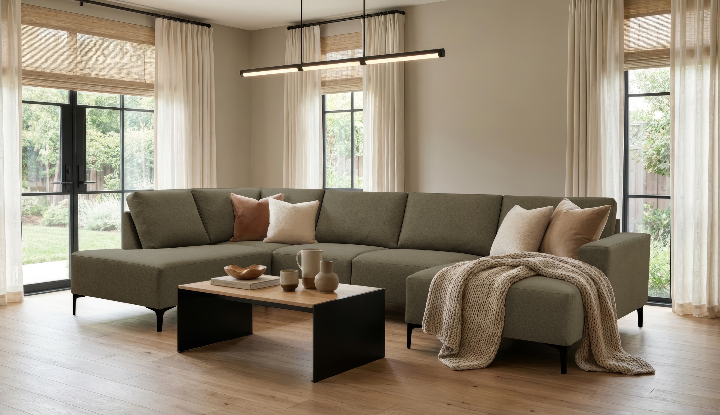 Image of GOODproduct Wohnlandschaft "Tournon U-Form, XXL Sofa, Breite 333 cm, Webstoff, Chenille" Designsofa im nordischen Stil, Wellenunterfederung, Metallfüsse