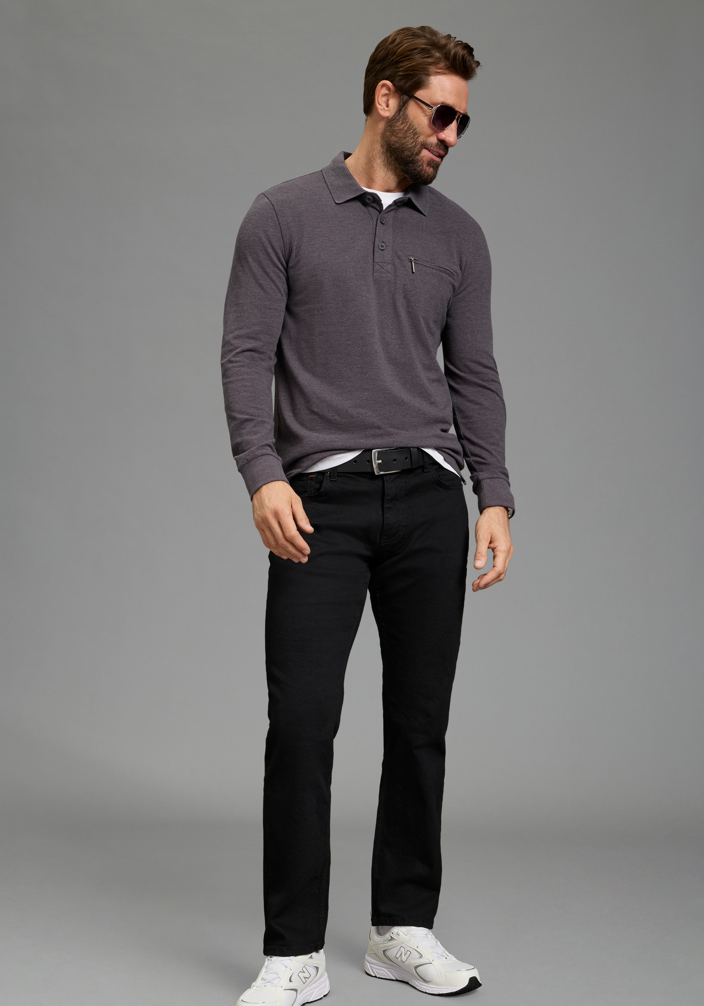 Man's World Polo à manches longues »Neue Kollektion!« schmale Passform, Langarm, mit Reissverschlusstasche