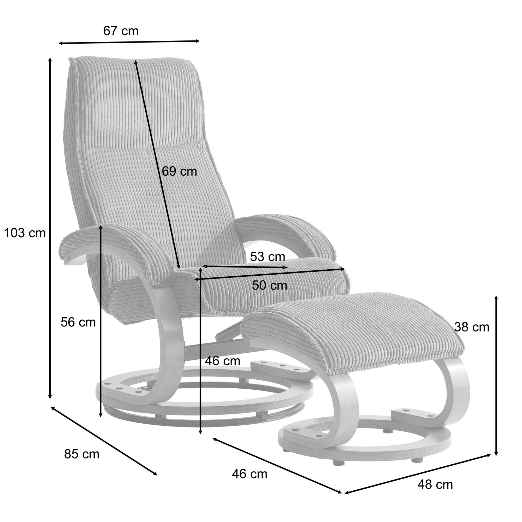 Home affaire Relaxsessel »mit Hocker PARIS neu: Cord - OTTO. Verlässliche Qualität.« bestehend aus Sessel und Hocker,  manuelle Relaxfunktion mit Drehfunktion, neu: Cord-Bezug