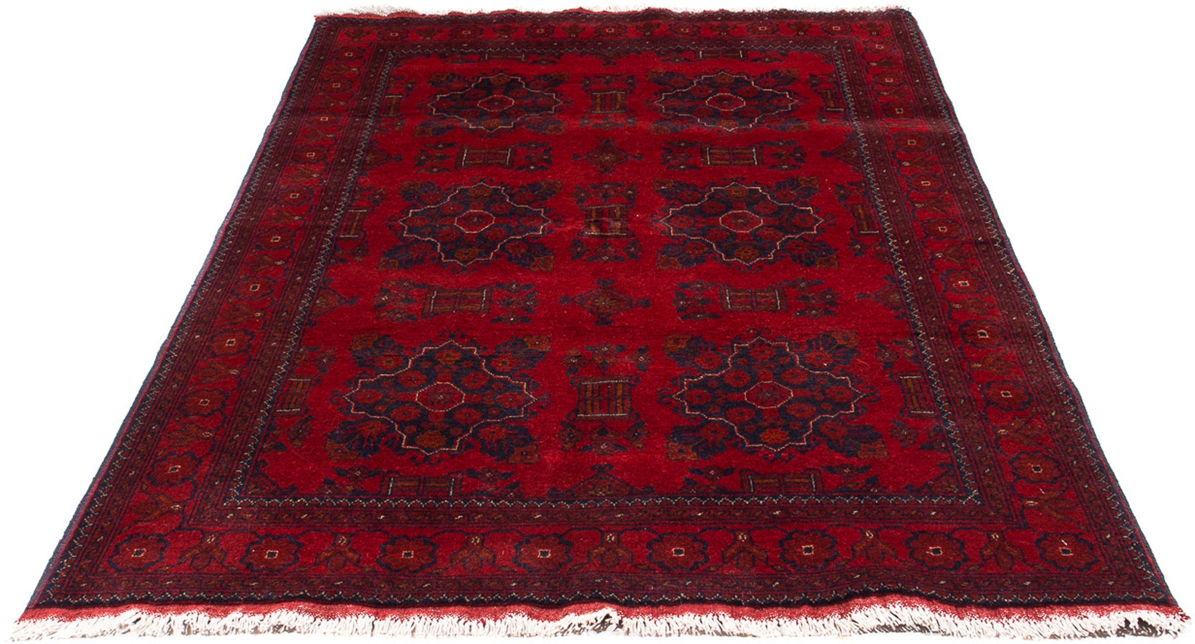 Image of morgenland Orientteppich »Afghan - Kunduz - 219 x 126 cm - dunkelrot«, rechteckig, 7 mm Höhe, Wohnzimmer, Handgeknüpft, Einzelstück mit Zertifikat bei Ackermann Versand Schweiz