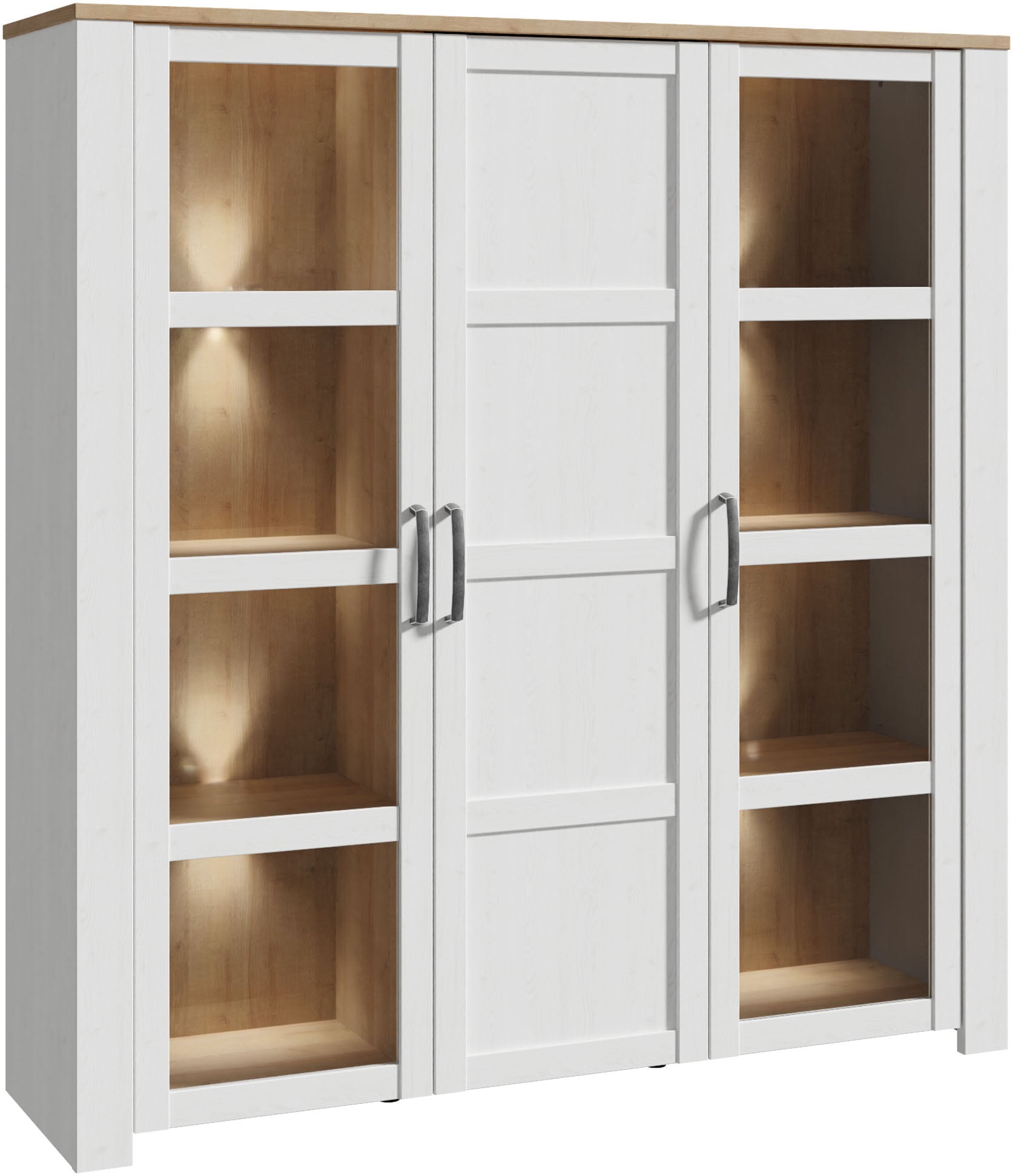 FORTE Highboard »Bohol, grosses Highboard 2, Glastüren, viel Stauraum« B/H/T 151,1/160,6/42 cm Beleuchtung optional bestellbar