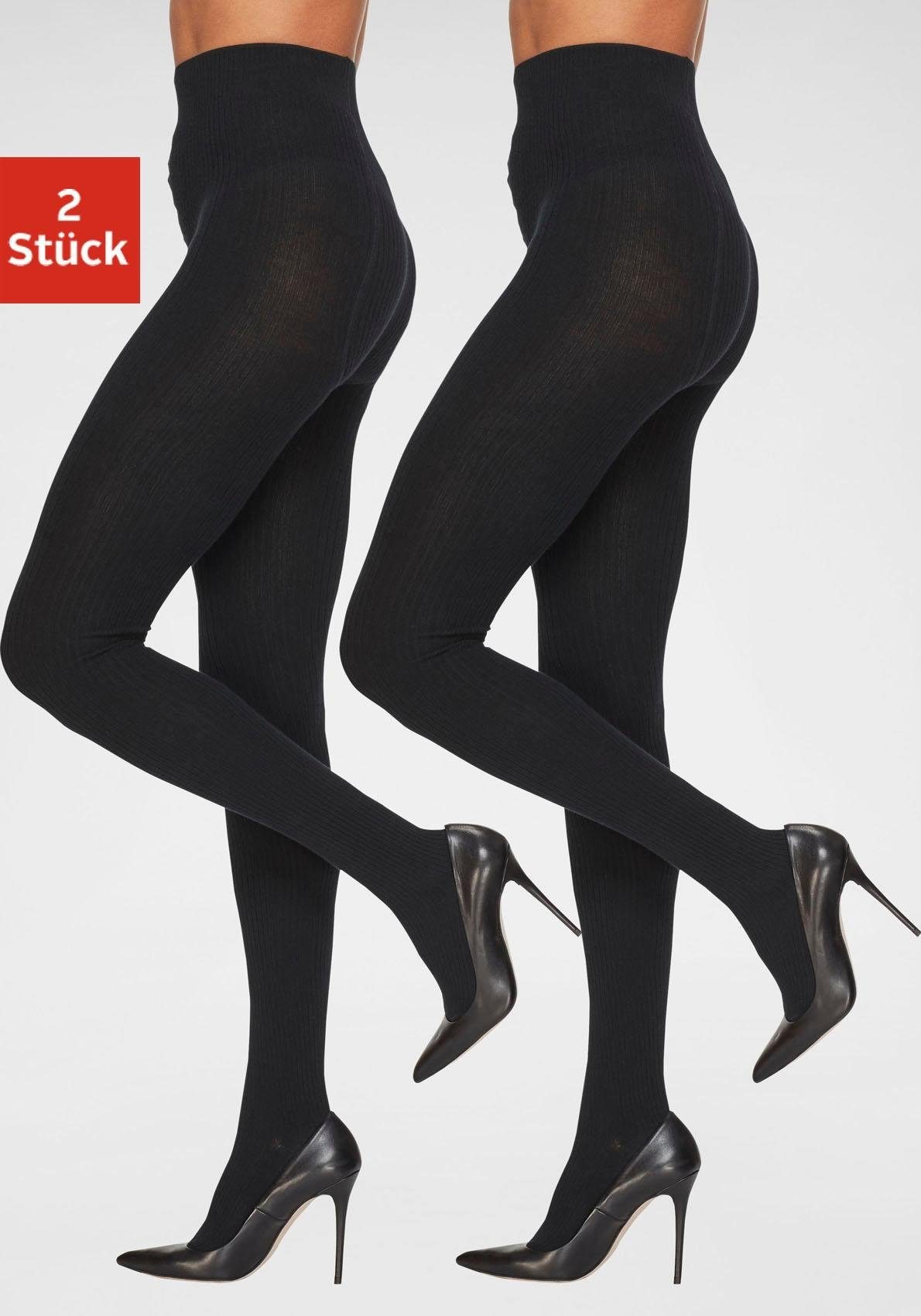 Image of Lavana Strickstrumpfhose 2 Stk. tlg. in modischem Ripp-Strick