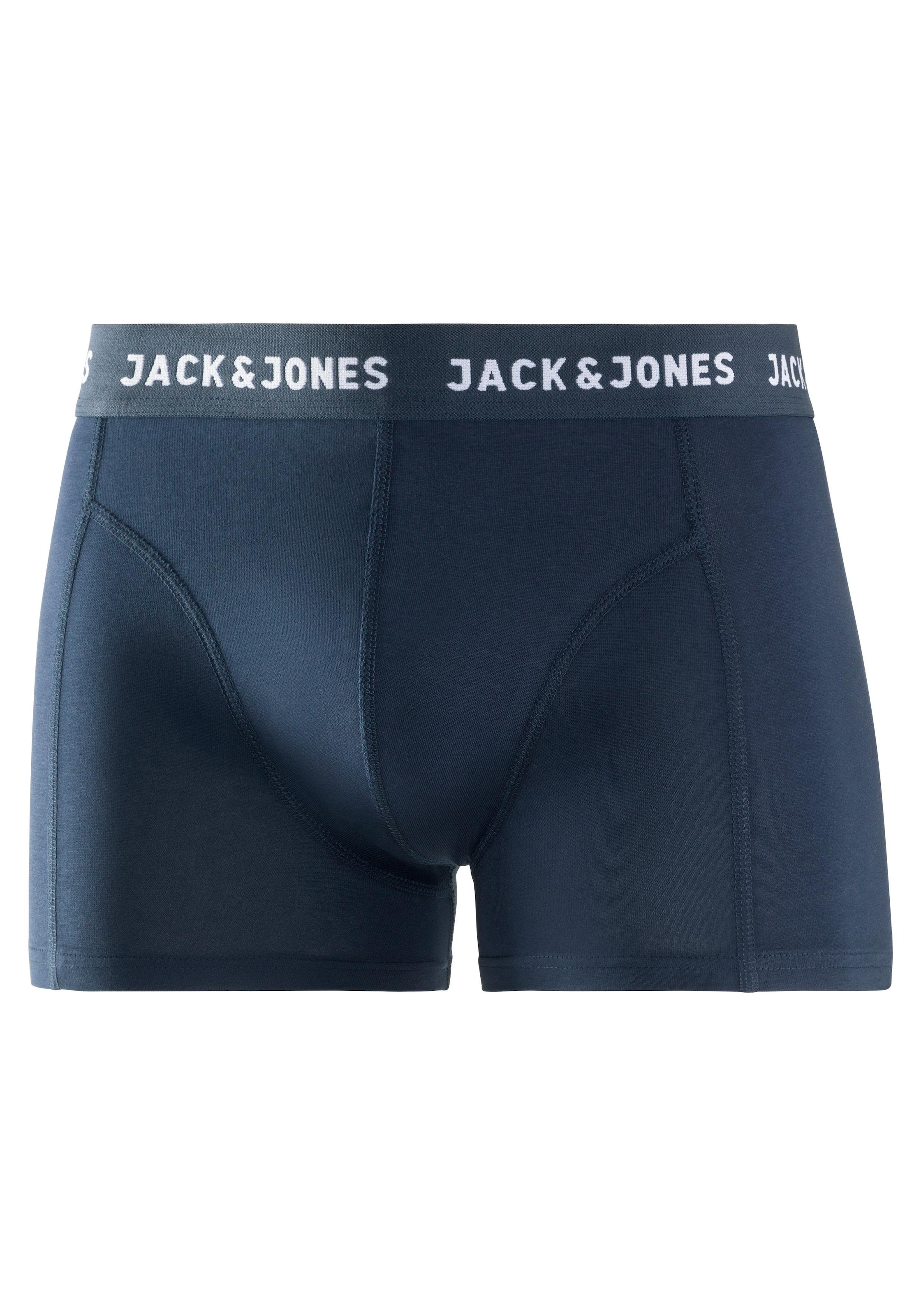 Jack & Jones Boxer »JACANTHONY  im 3er Pack mit Logo-Bund und weichem Griff« Packung, 3 Stk. tlg., unifarben mit Farbeinsatz, modisch, eng anliegend, Baumwollmischung