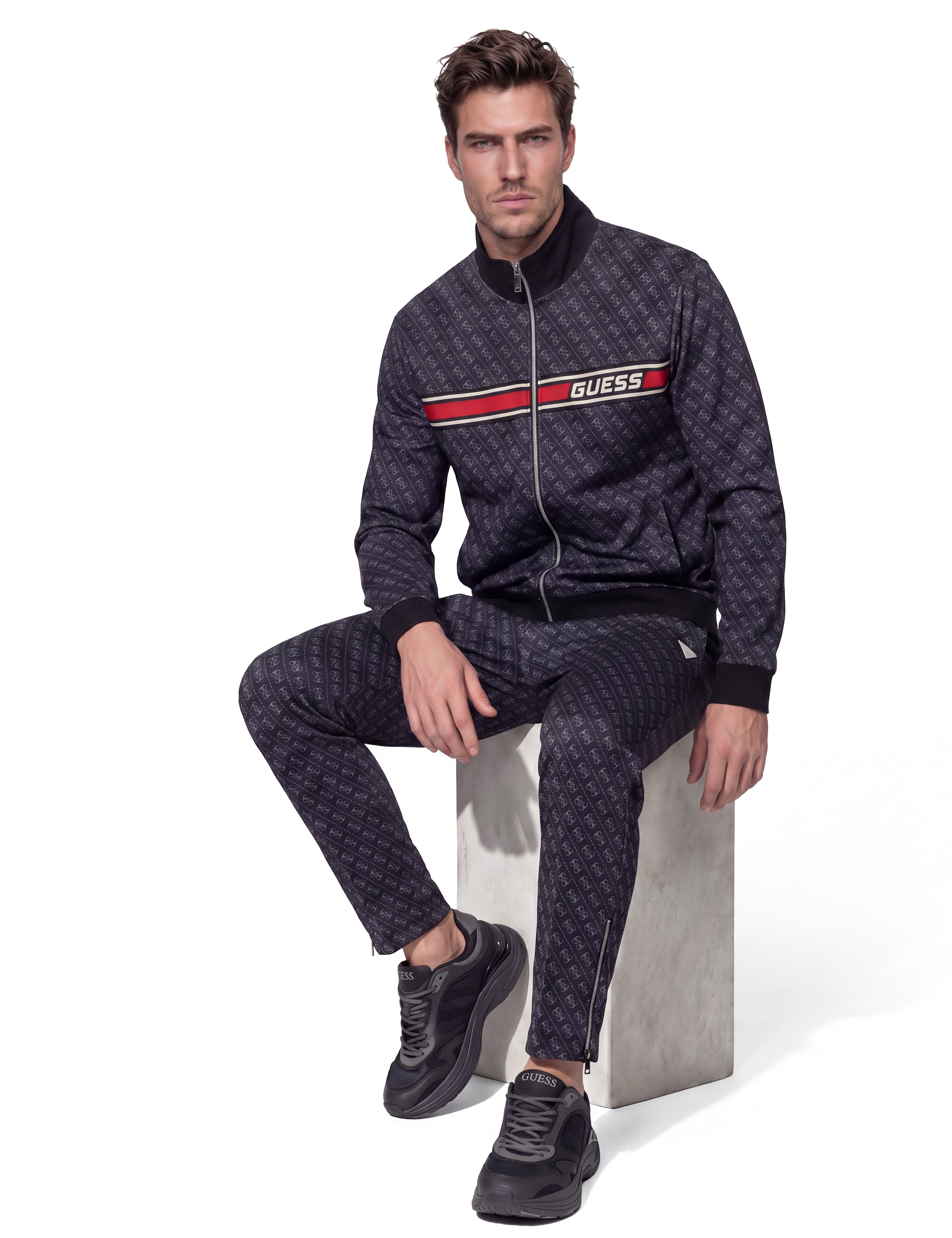 Guess Veste sweat »KORBIN« Stehkragen, Regular Fit, Eingrifftaschen
