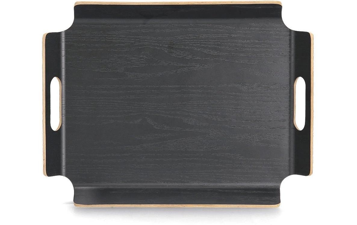 Zeller Present Servierplatte Holz / Wengefurnier, 2 seitliche Griffe, erhabener Rand