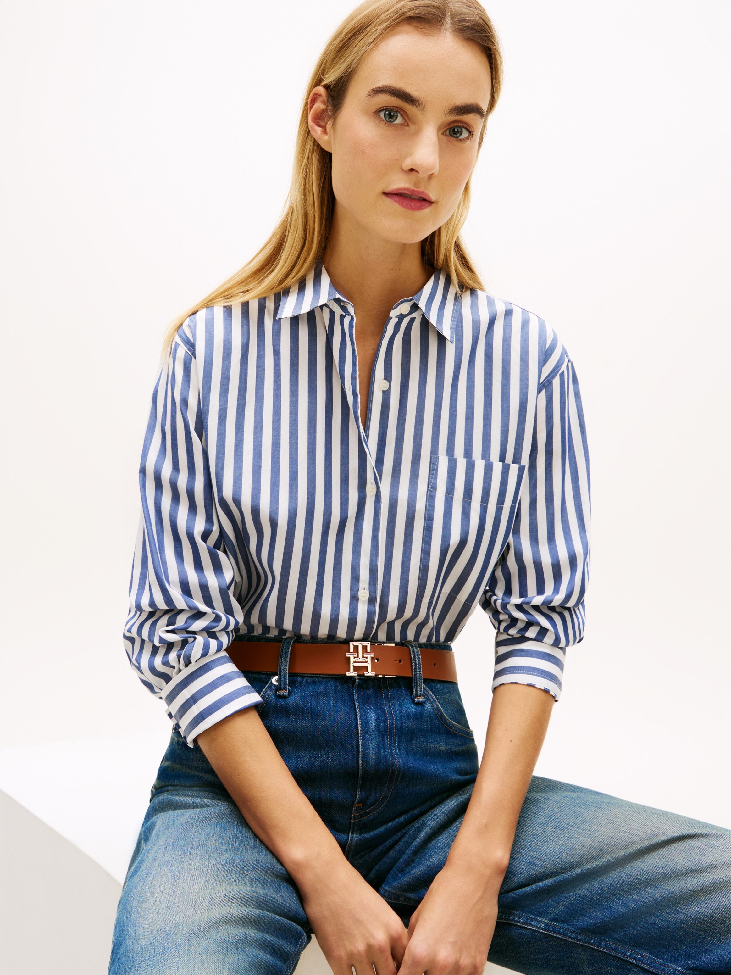 Tommy Hilfiger Blouse à manches longues »ESS POPLIN EASY FIT SHIRT« Baumwolle