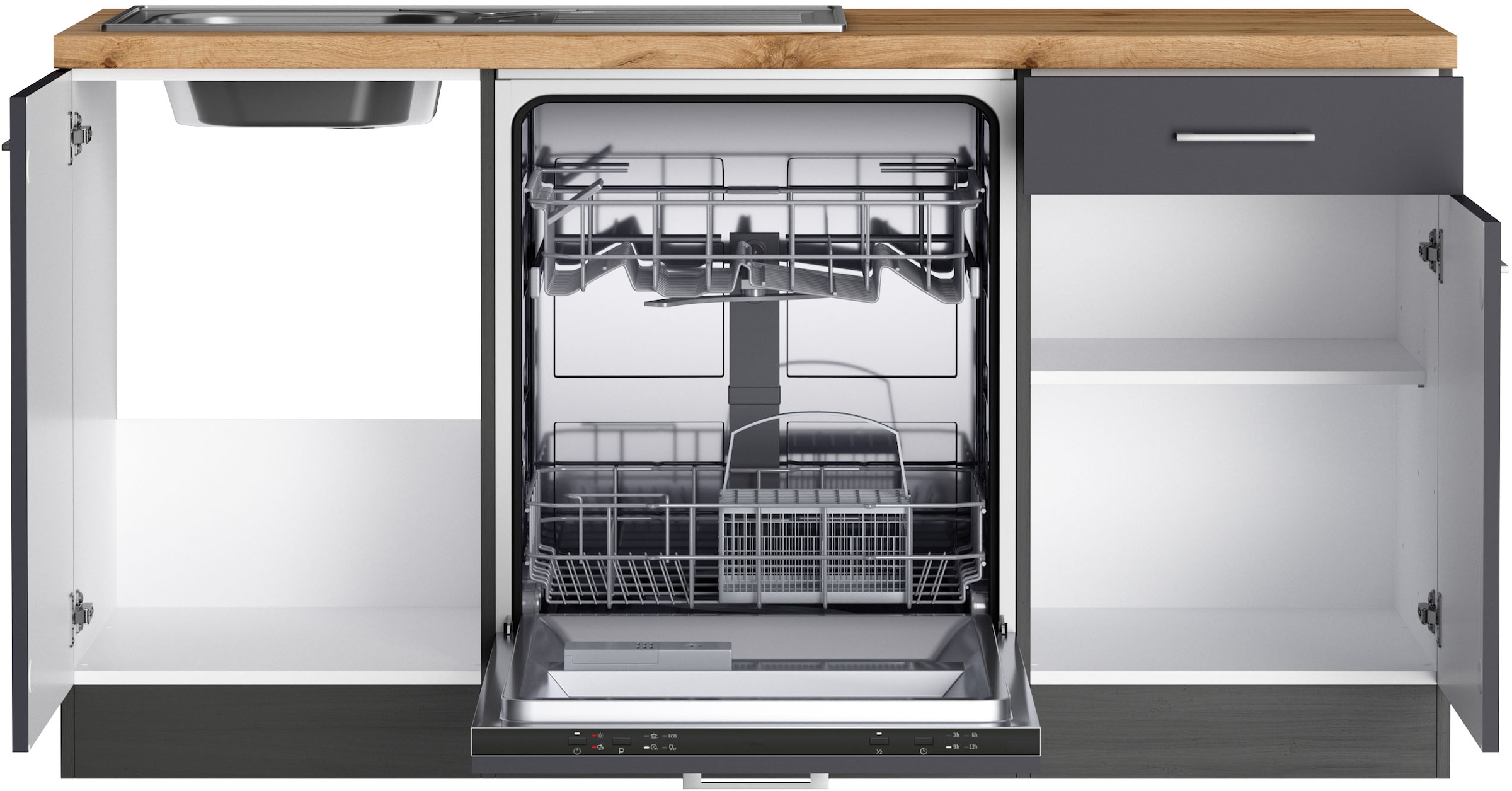 KOCHSTATION Cuisine d'angle »KS-Milan« largeur 340/220 cm, beaucoup d'espace de rangement, appareils électriques en option