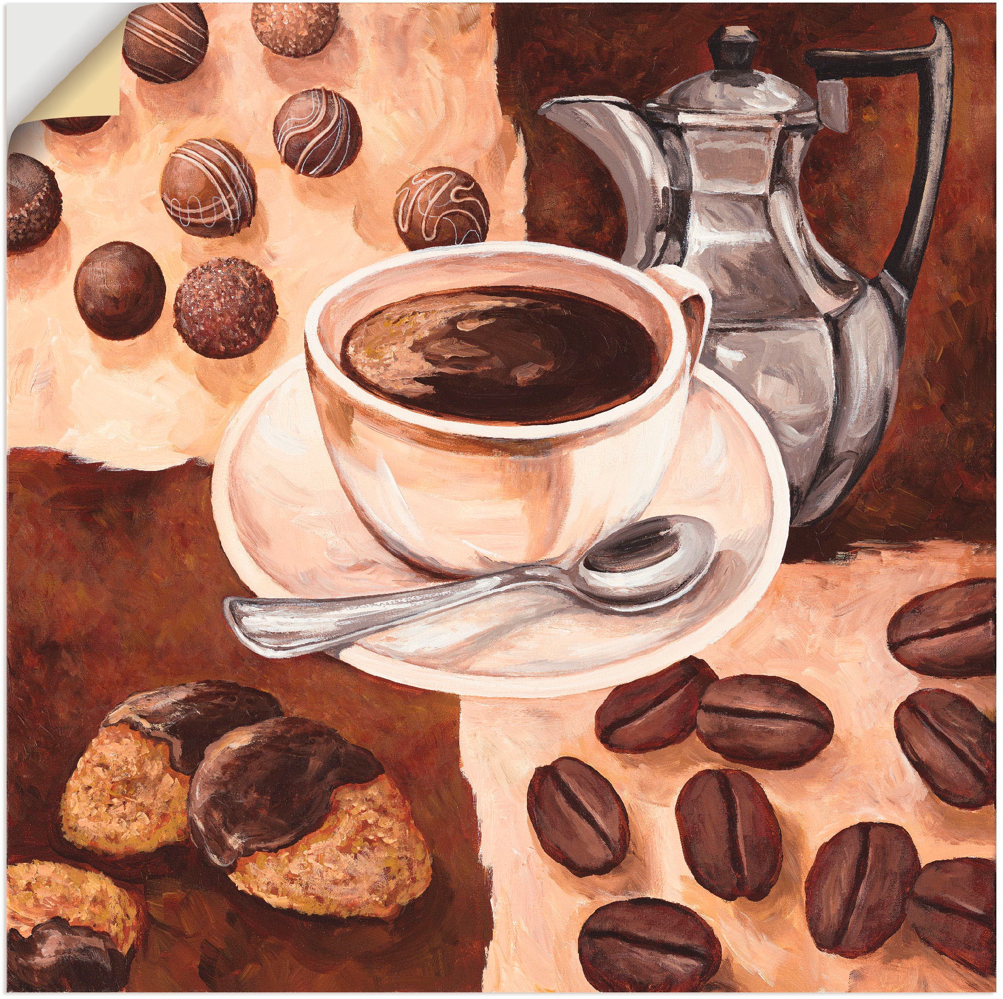 Image of Artland Wandbild »Kaffeezeit«, Getränke, (1 St.), in vielen Grössen & Produktarten - Alubild / Outdoorbild für den Aussenbereich, Leinwandbild, Poster, Wandaufkleber / Wandtattoo auch für Badezimmer geeignet bei Ackermann Versand Schweiz