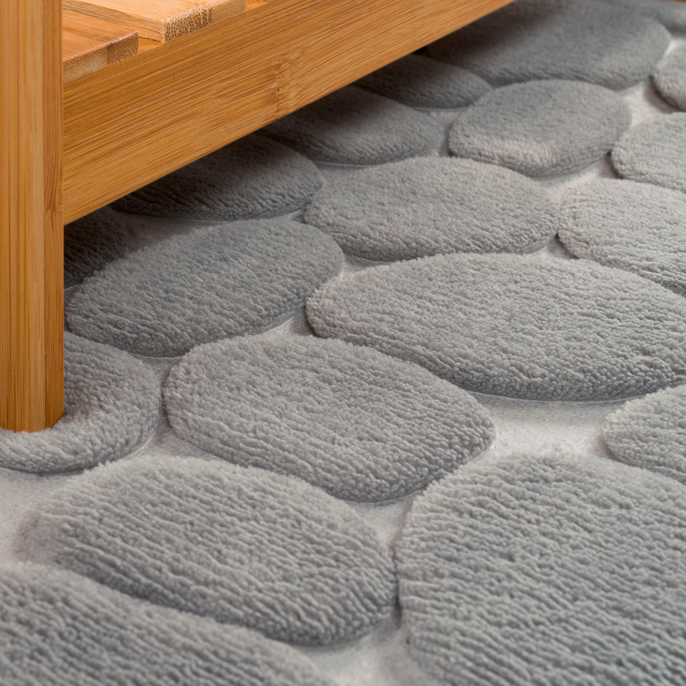Paco Home Badematte »Corby 256«, Höhe 13 mm, fussbodenheizungsgeeignet, Badteppich, Uni Farben, Motiv Steine, Hoch-Tief Effekt