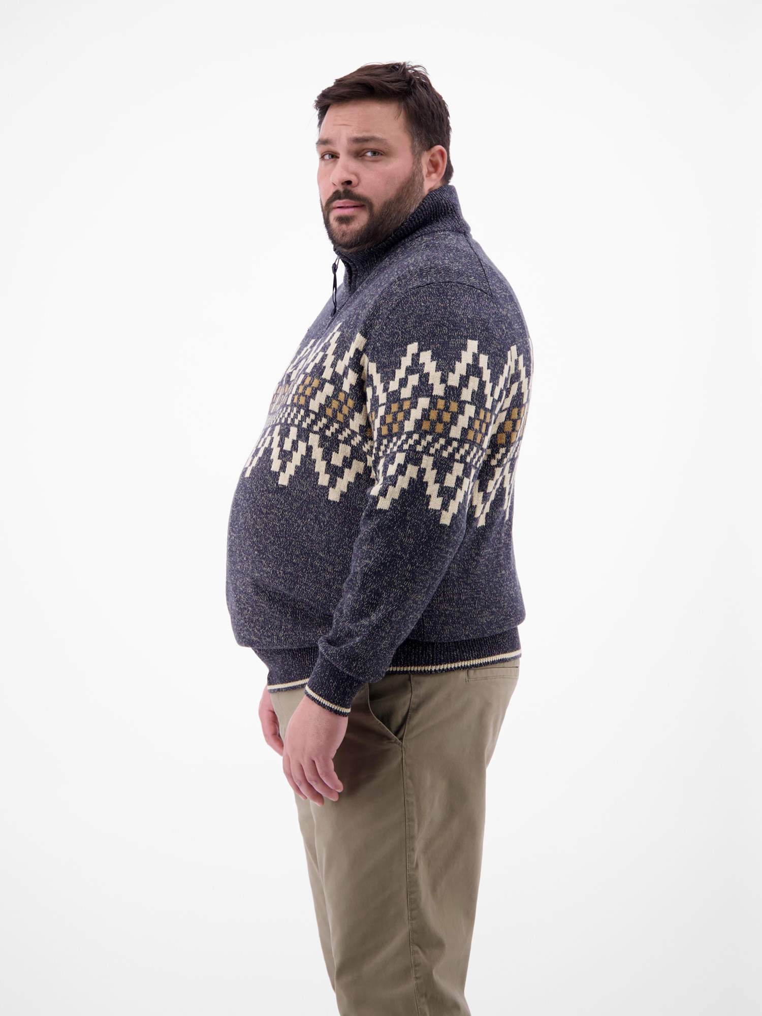 LERROS Norwegerpullover »LERROS Troyer mit Norwegermuster in Übergrössen«