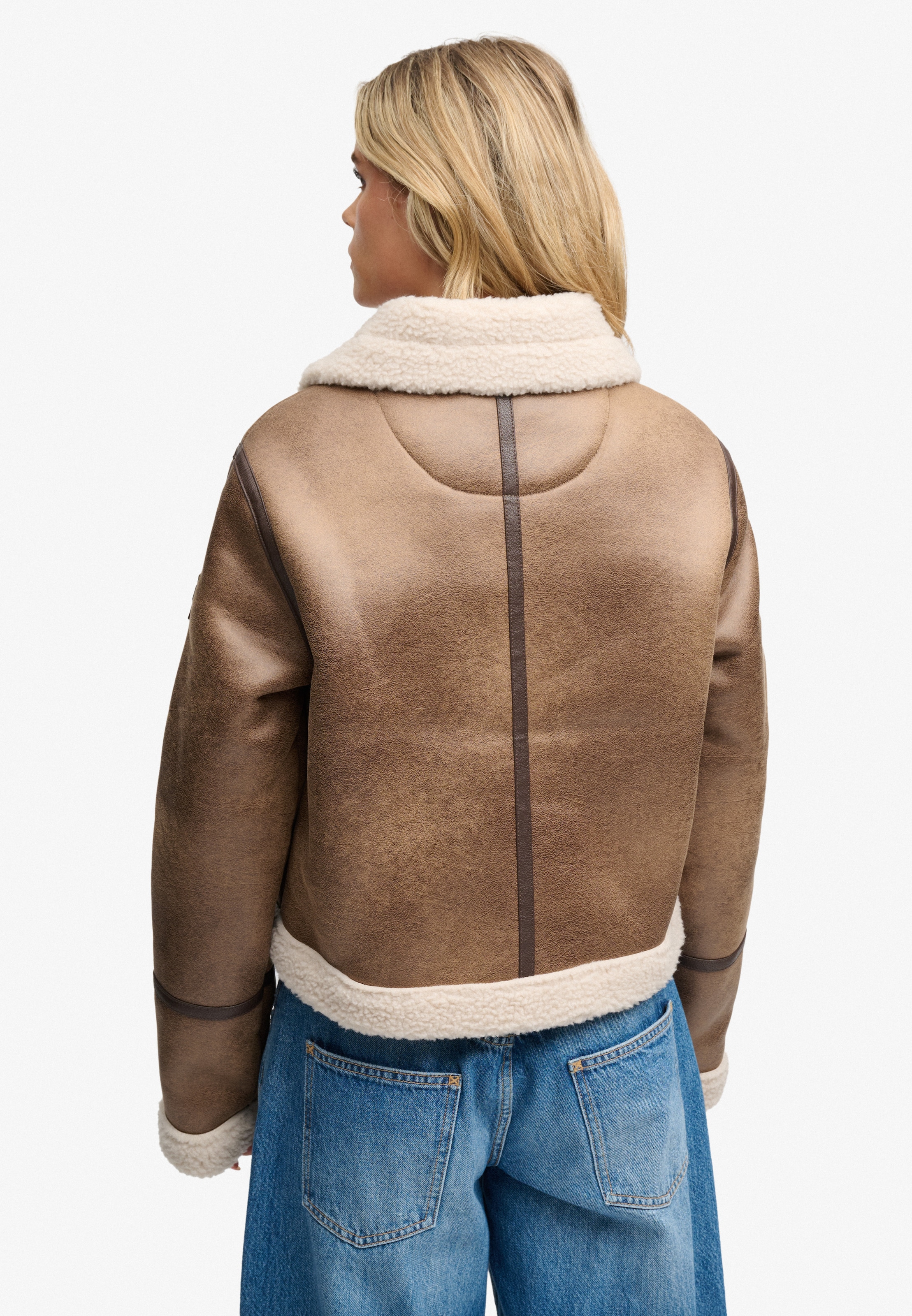 Superdry Veste courte »FAUX SHEARLING JACKET« Kunstfaser, relaxed fit