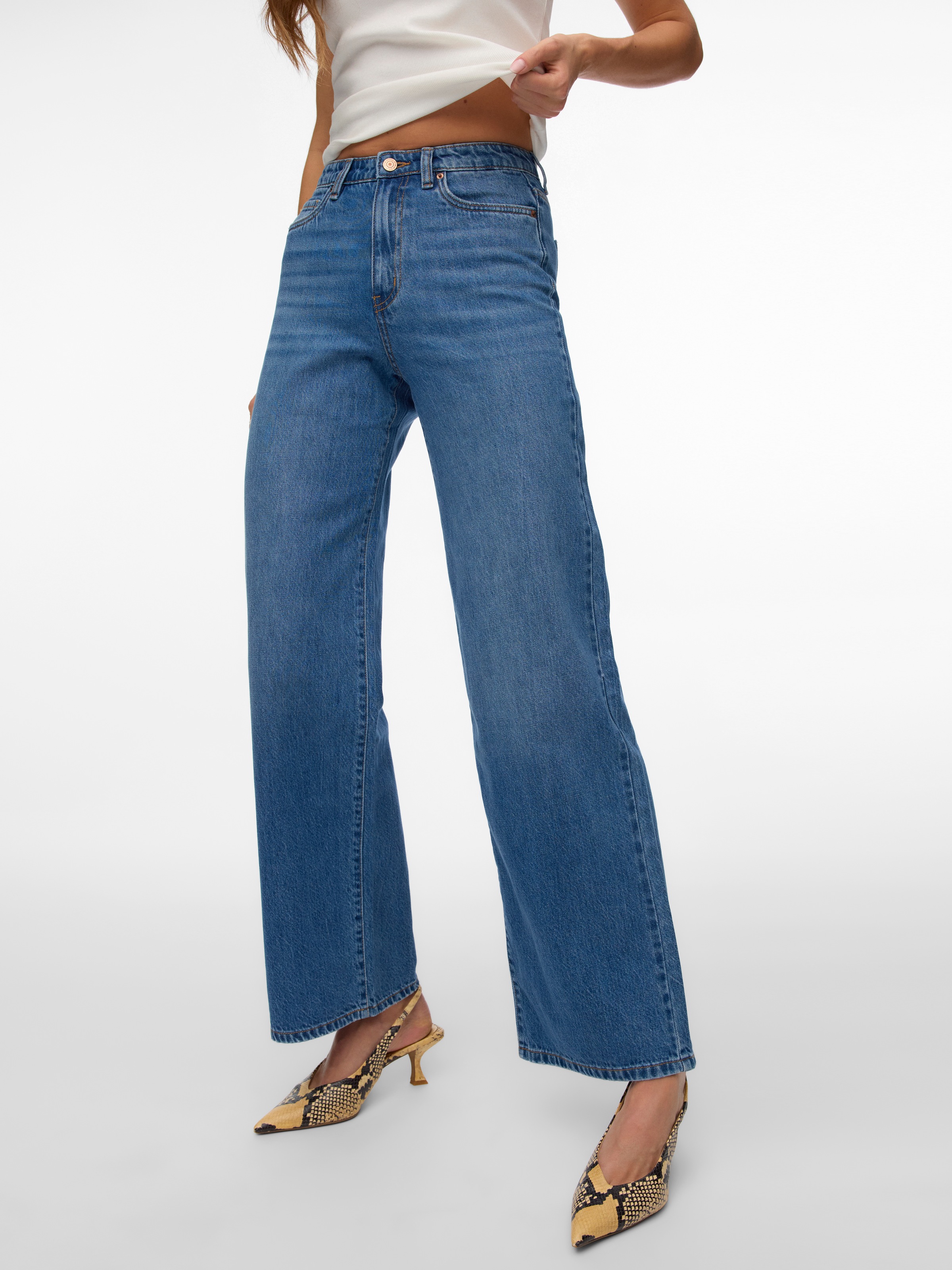 Image of Vero Moda High-waist-Jeans "VMVEGA HR WIDE DENIM JEANS SI392 NOOS" Baumwolle, wide fit, high waist