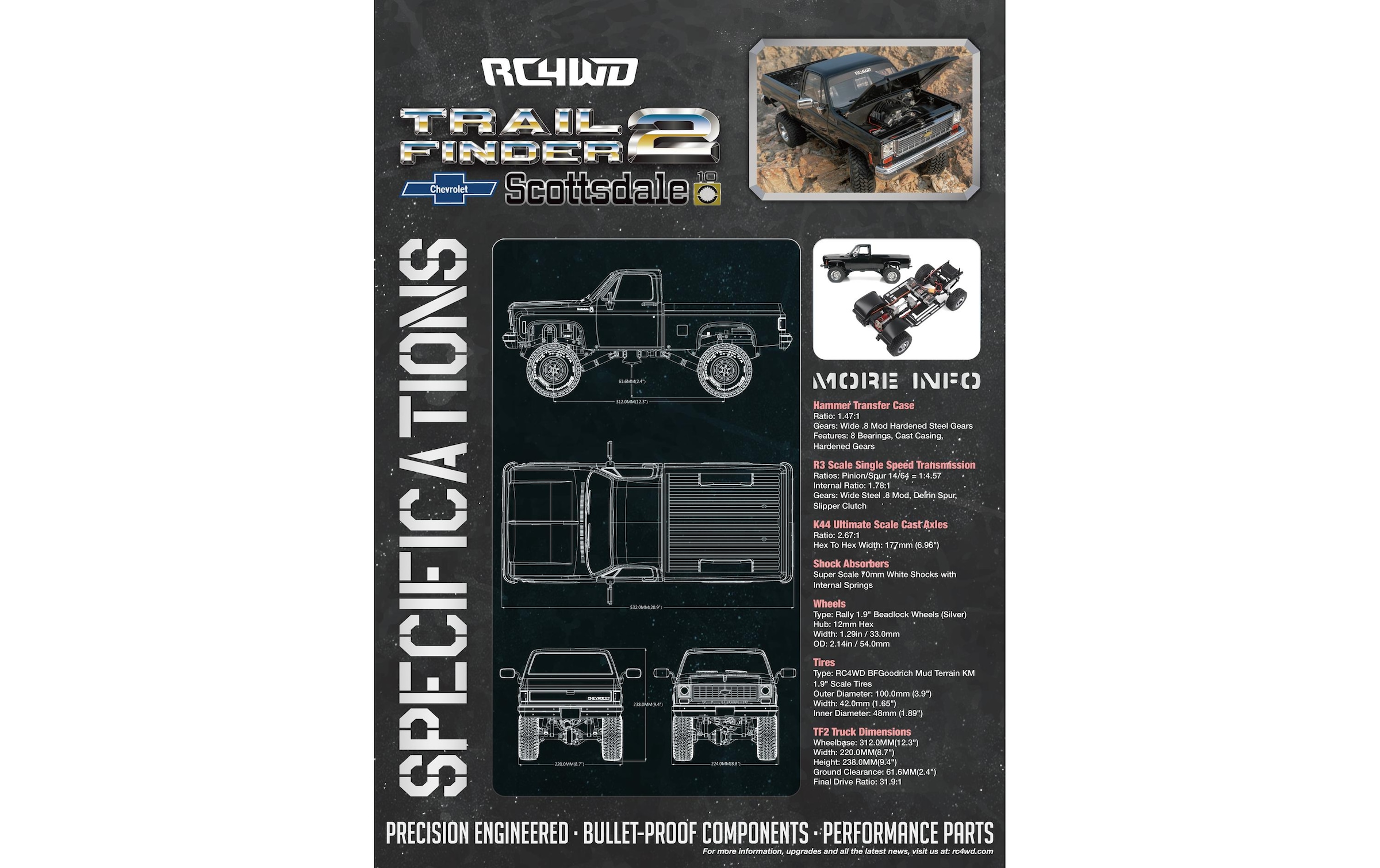 RC-Monstertruck »RC4WD Trail Finder 2 LWB Chevy K10 Schwarz RTR,«, Lackiert