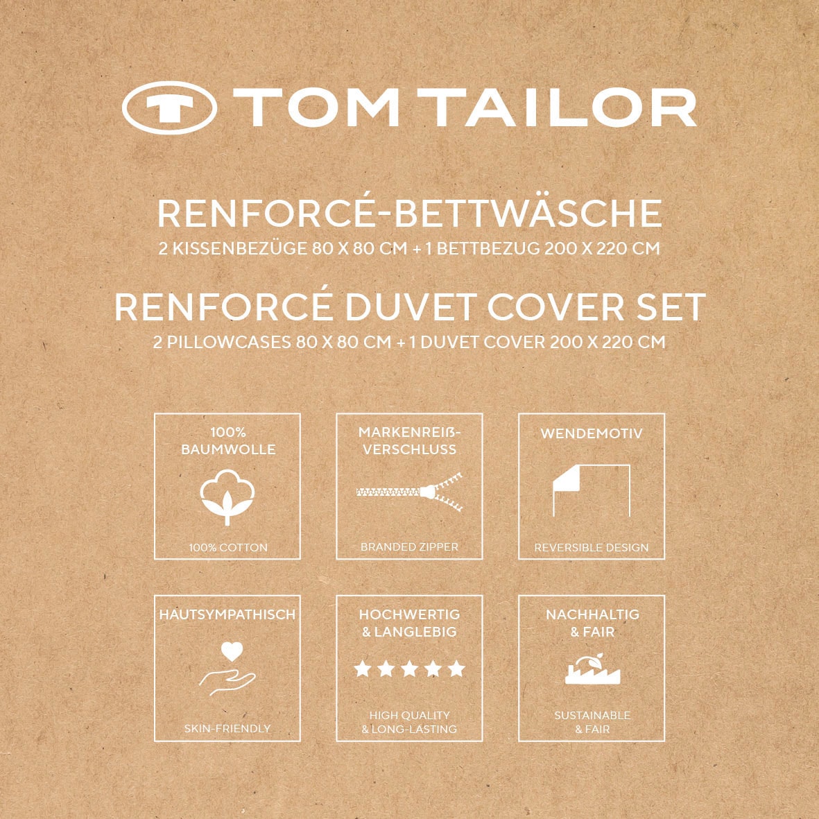 TOM TAILOR HOME Bettwäsche »LARGE CHECK in Gr. 135x200cm oder 155x220cm« 3 Stk. new bedroom, gewebtes Label