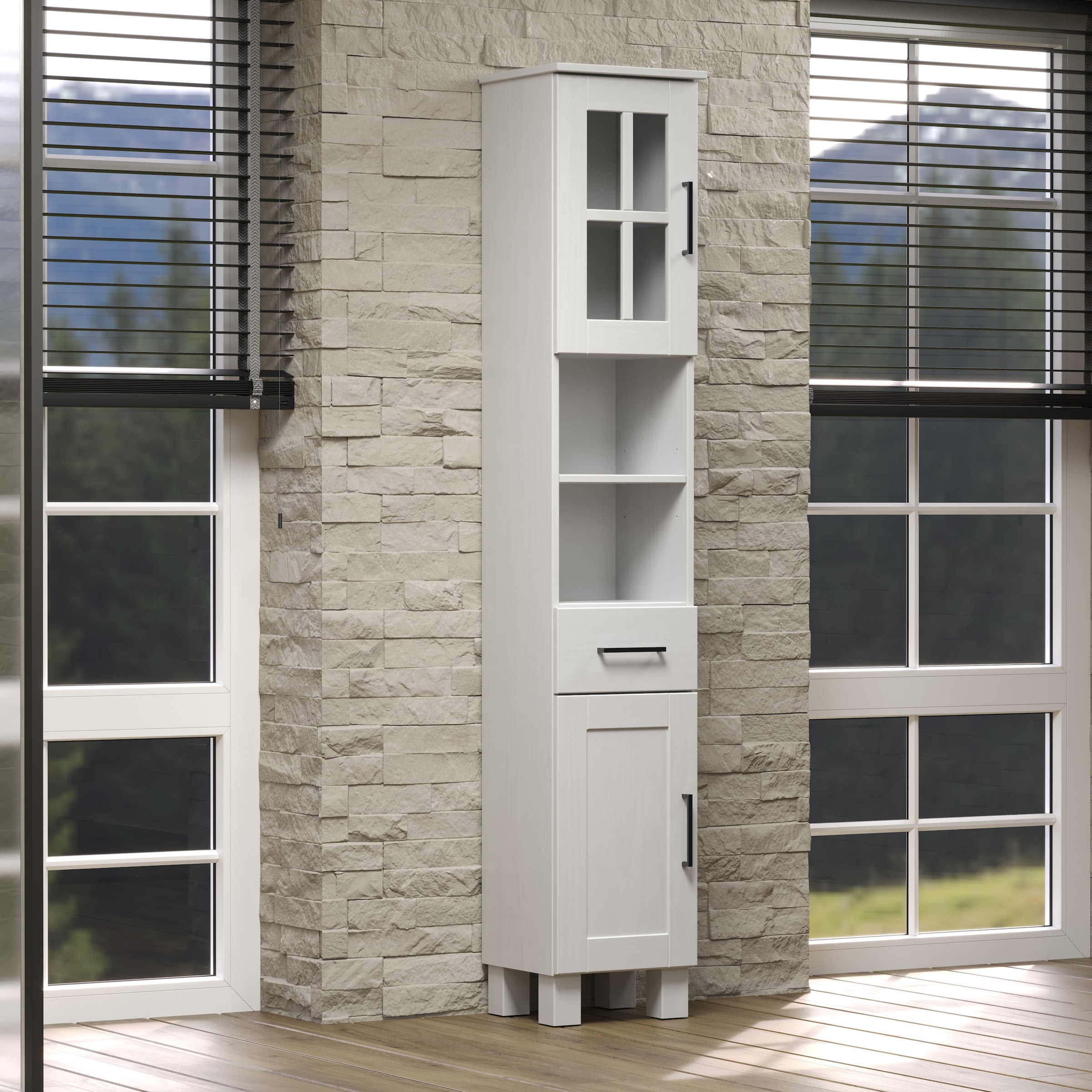 welltime Hochschrank »Ulea«, (1 St.), Badschrank aus Massivholz mit Schubkasten - Masse (B/T/H) 33/30/180 cm