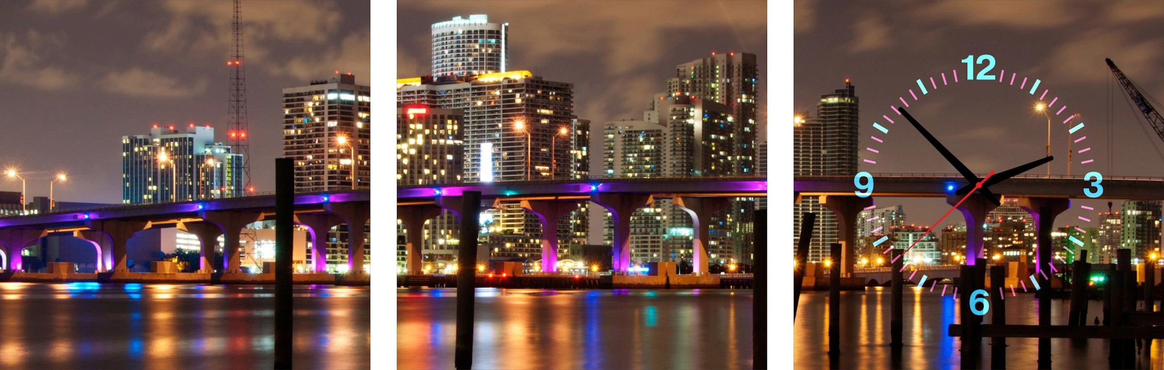 Image of Conni Oberkircher´s Bild »Blue and Violet - Skyline bei Nacht«, Städte, (Set, (Set 3), auf kunstvollem Leinwanddruck, Metropole,Nachtleben bei Ackermann Versand Schweiz