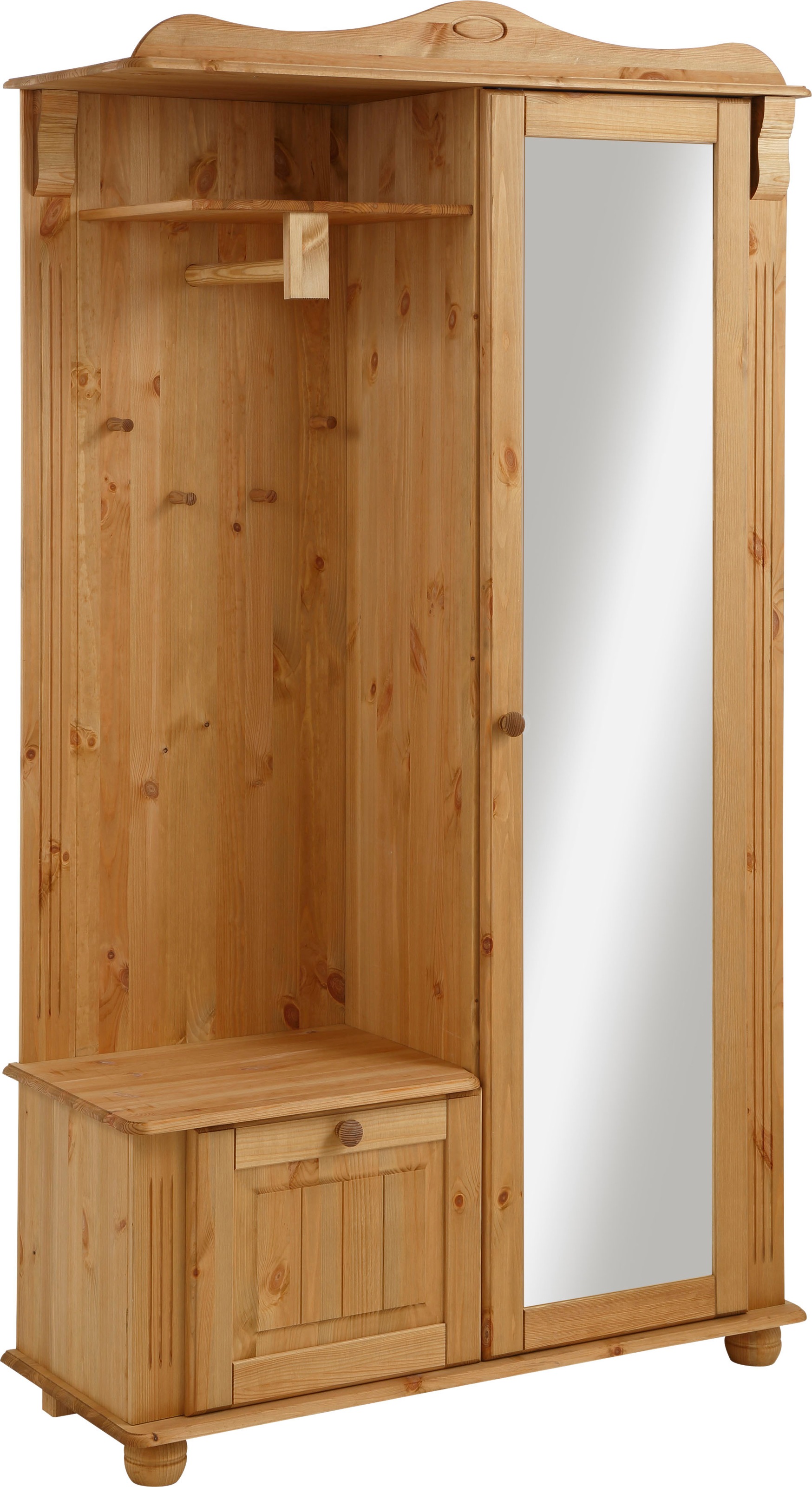 Image of GOODproduct Kompaktgarderobe "Adele" Breite 108 cm, mit Spiegeltür, aus massiver Kiefer, FSC