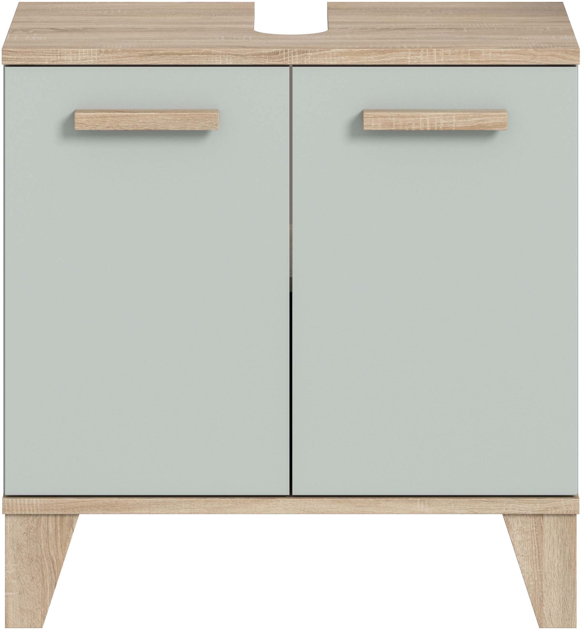 welltime Waschbeckenunterschrank »MINTTU, Breite 60 cm, 2 Türen, 1 Einlegeboden, 2 Fächer« mit Siphonausschnitt 8x23 cm,  Badmöbel, Badschrank, Schrank, Kommode, Bad, Unterschrank