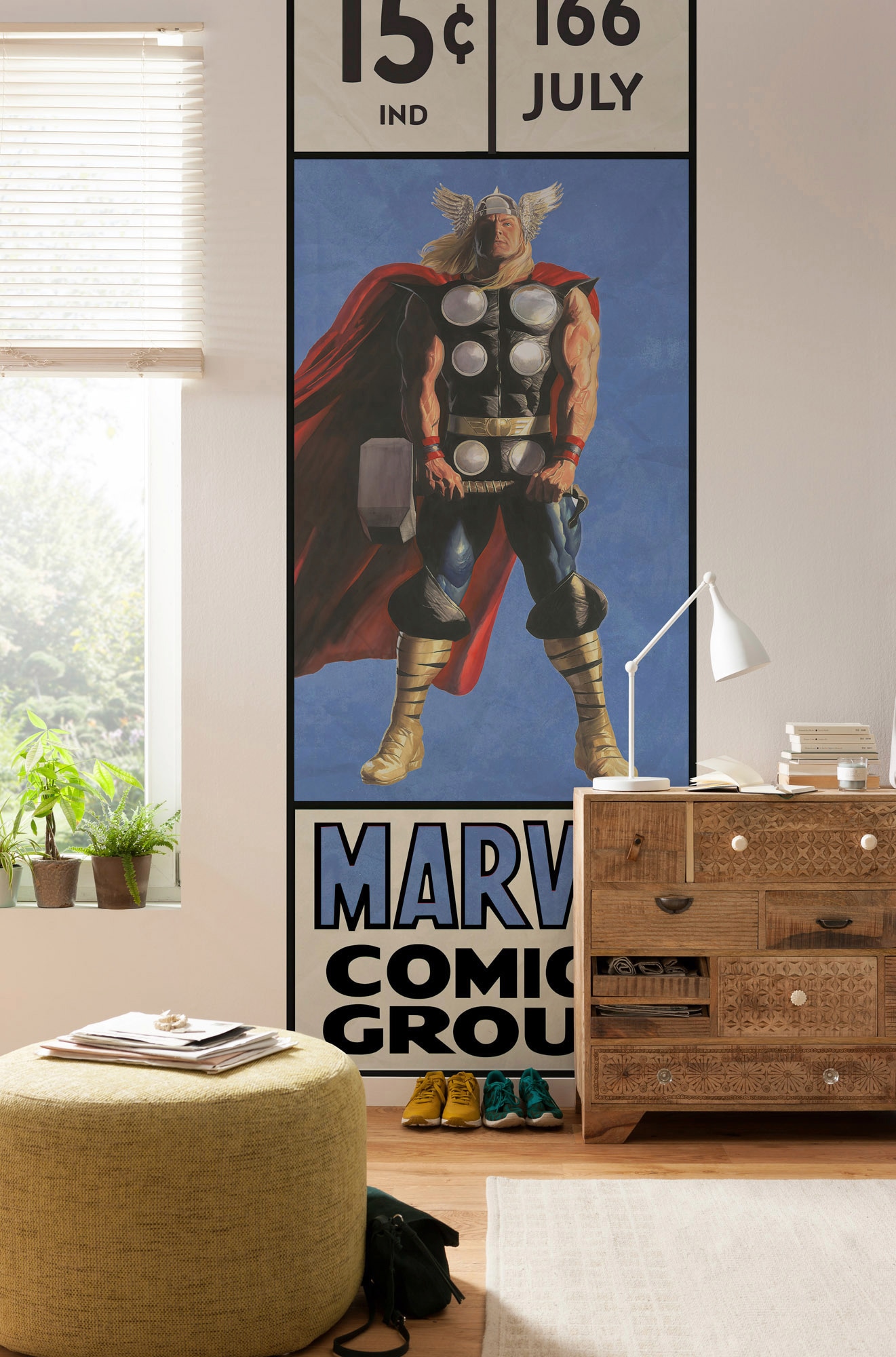 Komar Vliestapete »Digitaldruck Vlies -  Thor Retro Comic Box - Grösse 100 x 280 cm« bedruckt glatt Kinderzimmer