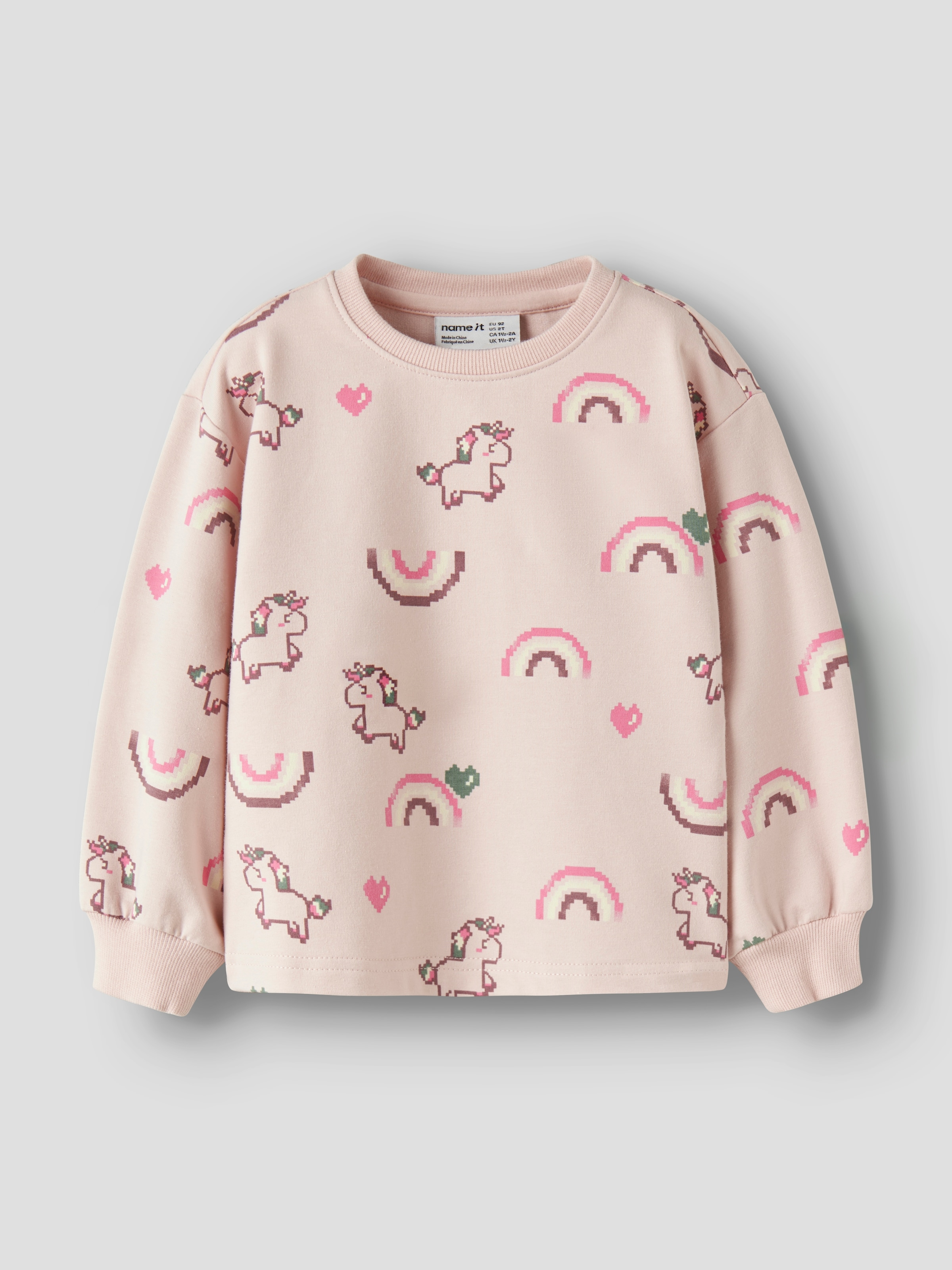 Image of Name It Sweatshirt "NMFLILITH LS RLX SWEAT UNB BOX", Baumwollmischung, Allover Druck