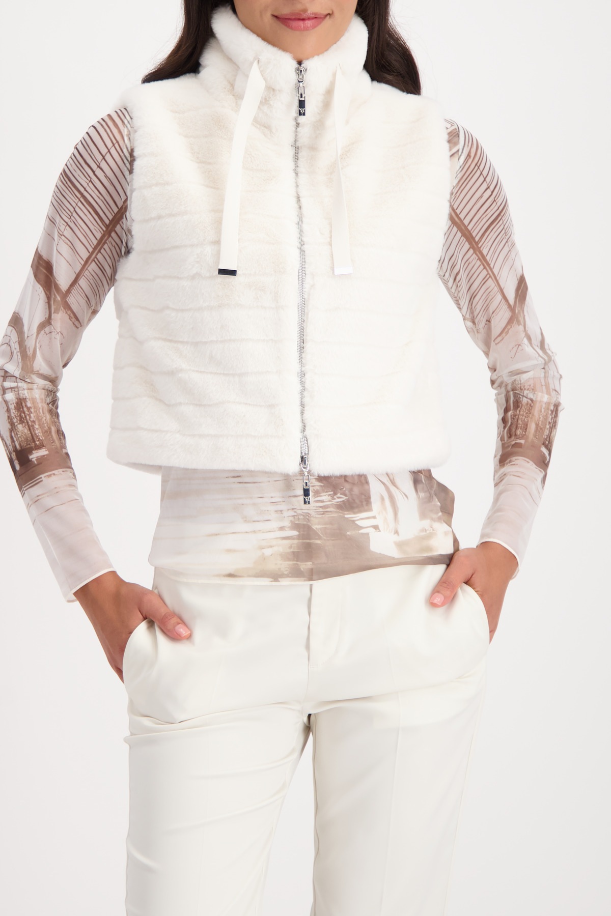 Image of Monari Fellimitatweste "Weste fake fur" Regular fit mit Stehkragen