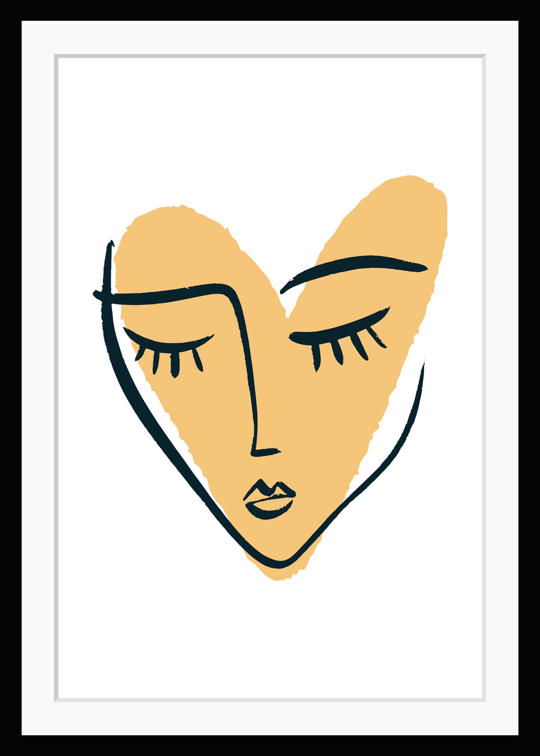 Image of queence Bild "Finchen" Abstrakt Figuren Frau Gemälde Gesicht Herz Herzbilder HD Premium Poster-Druck inkl. Holzrahmen