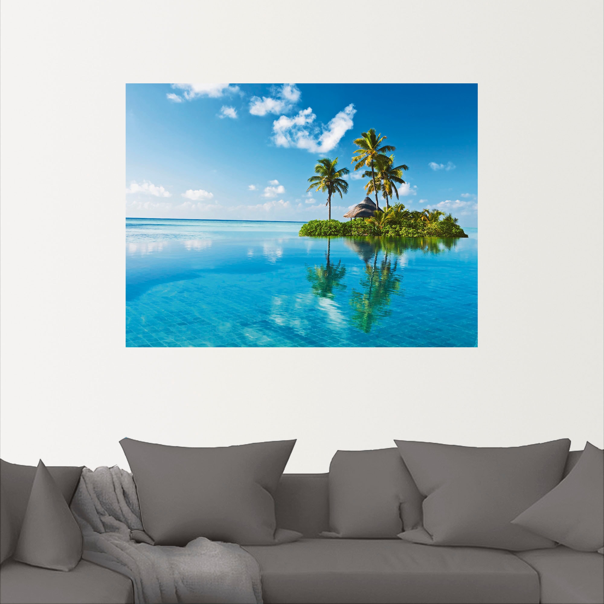 Artland Wandbild »Tropisches Paradies - Insel Palmen Meer«, Amerika, (1 St.), als Alubild, Outdoorbild, Leinwandbild, Poster, Wandaufkleber